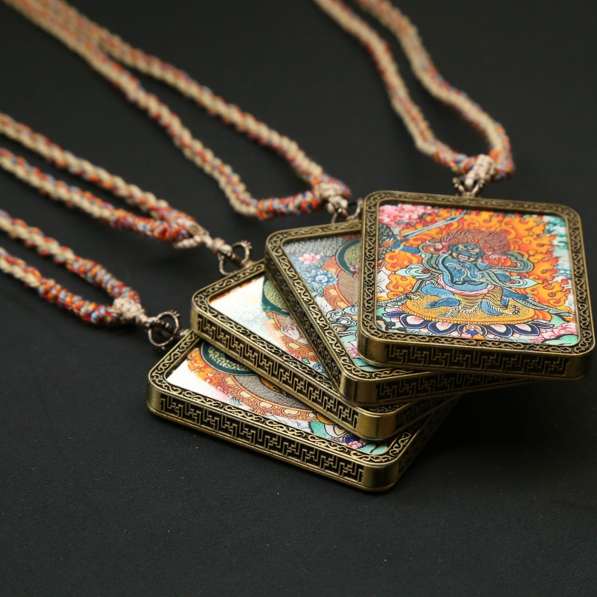 Tibetan Zodiac Protector Buddha Thangka Pendant Necklace