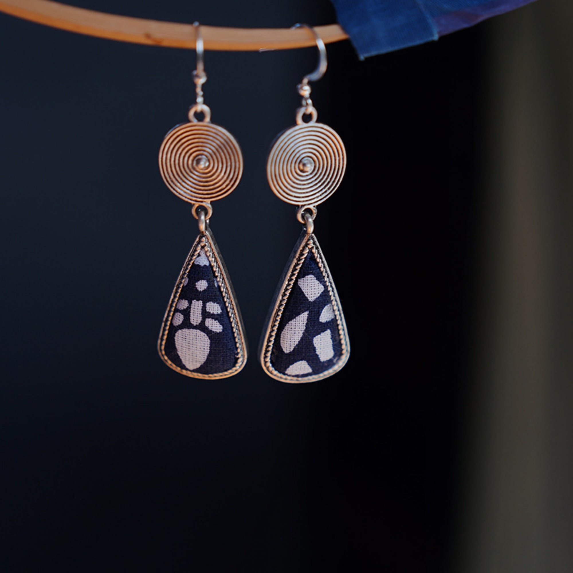 Indigo Dyed Handmade Miao Earrings