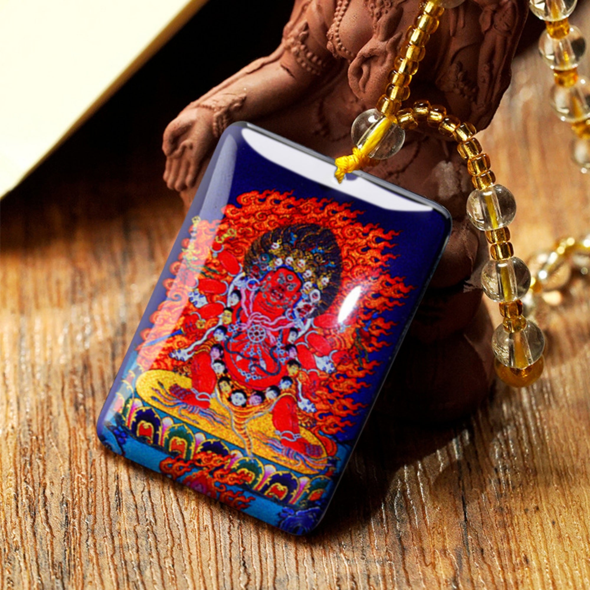 QiLing Aura Hand-Painted Crystal Tibetan Buddha Necklace