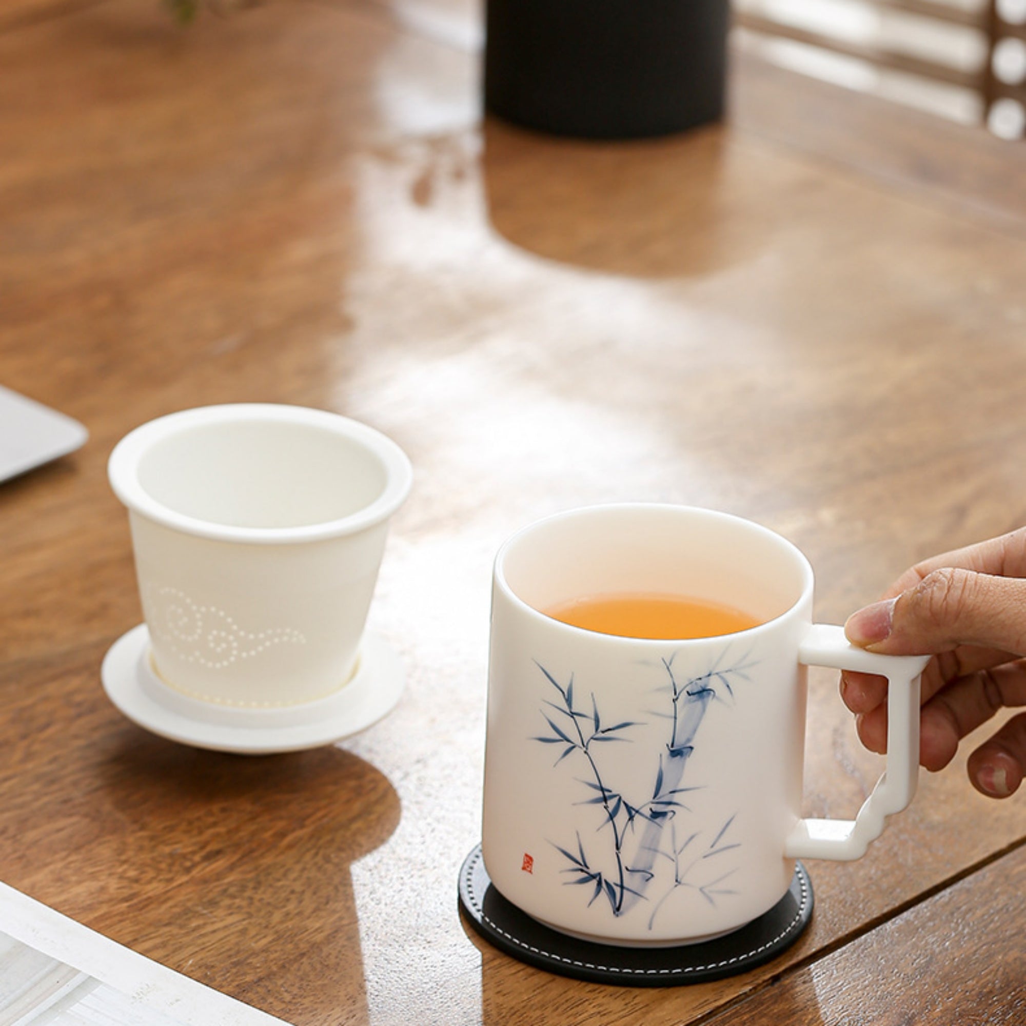 QiLing Aura "Blanc De Chine" Hand-Painted Ceramic Tea Cup