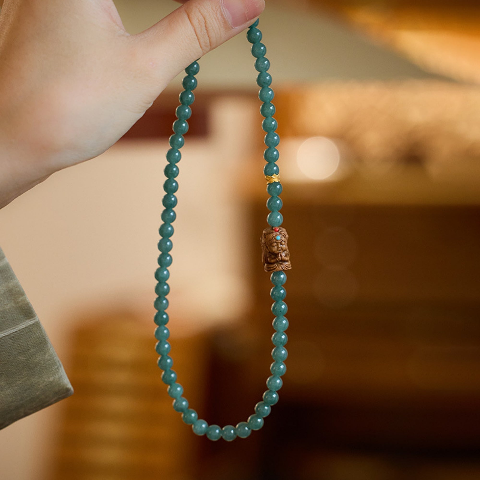 Tibetan Jadeite Zakiram Blessing Prayer Beads Bracelet