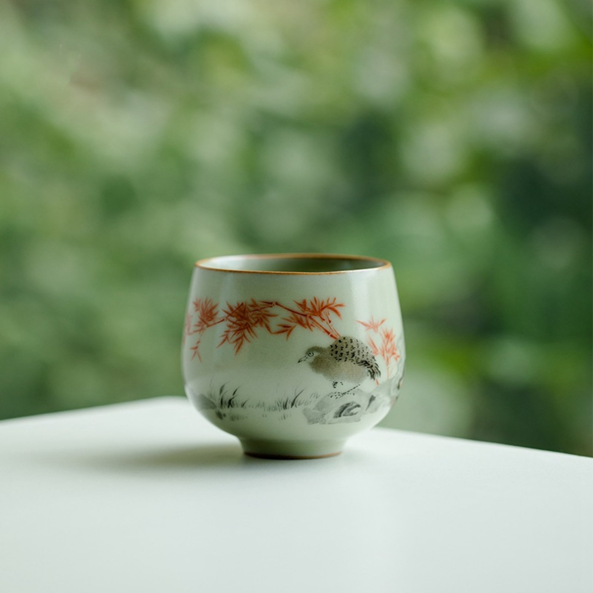 QiLing Aura Ru Kiln Handmade Ceramic Tea Cup