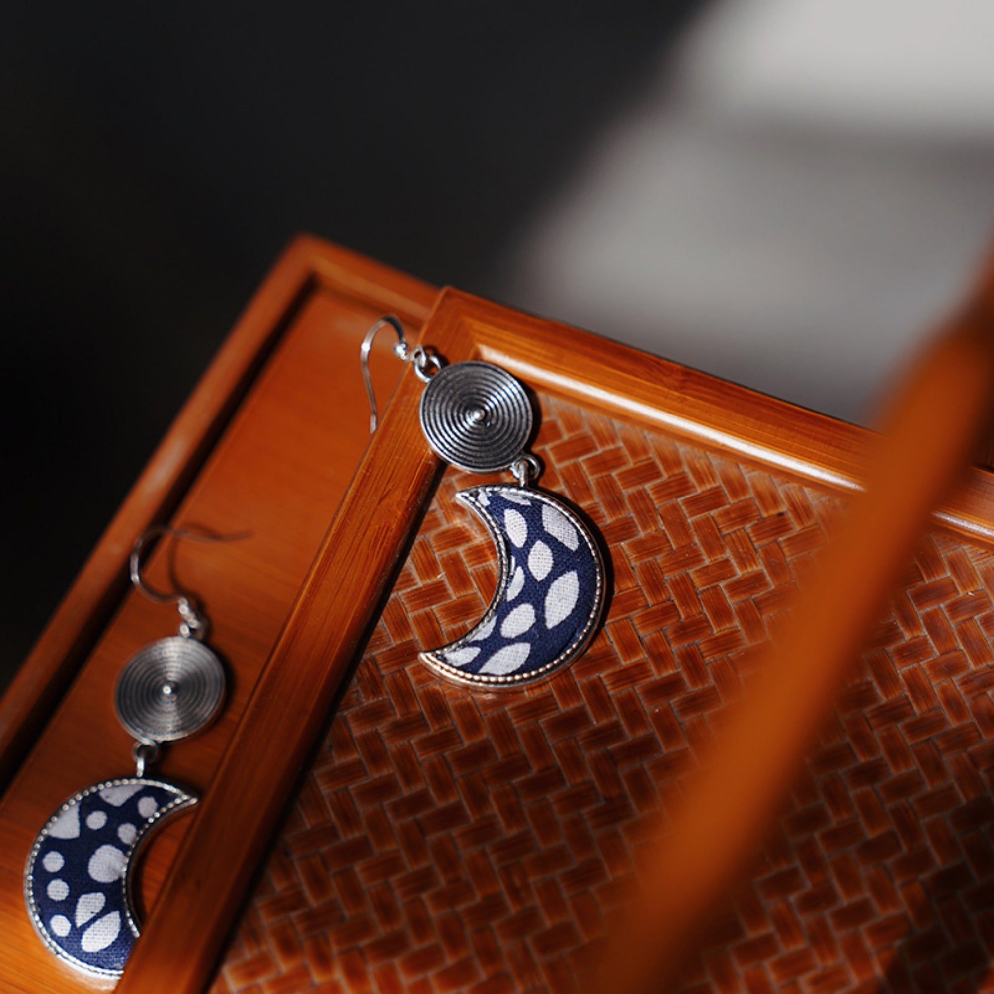 Indigo Dyed Handmade Miao Earrings