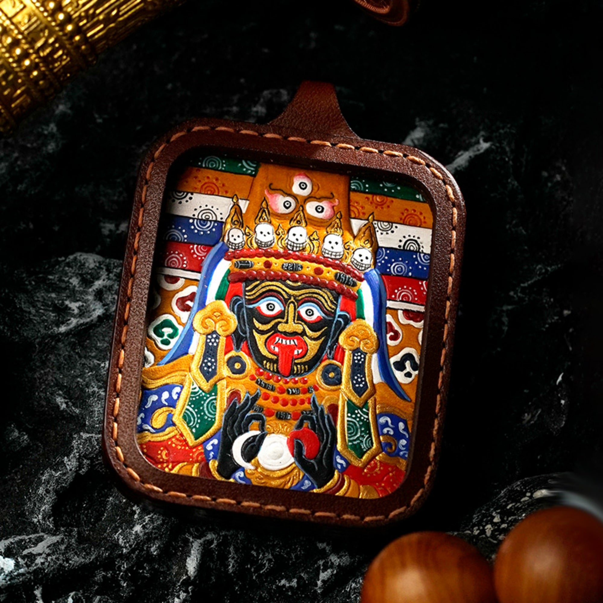 QiLing Aura Handcrafted Zakiram Thangka Pendant Necklace