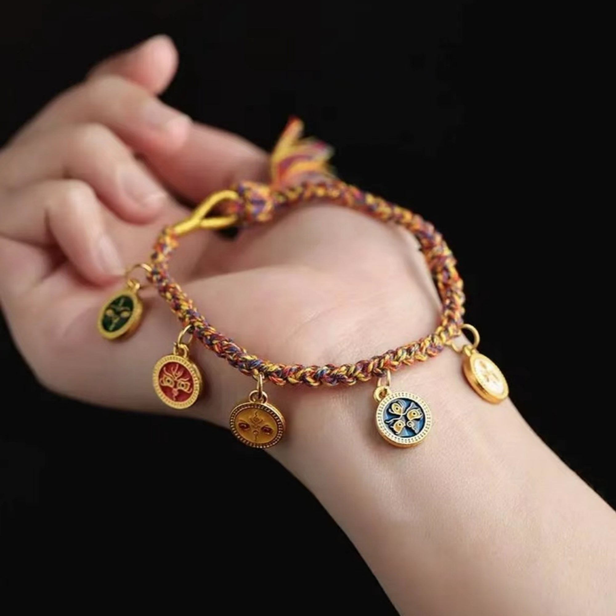 Tibetan Style Five Wealth Gods Handmade Bracelet