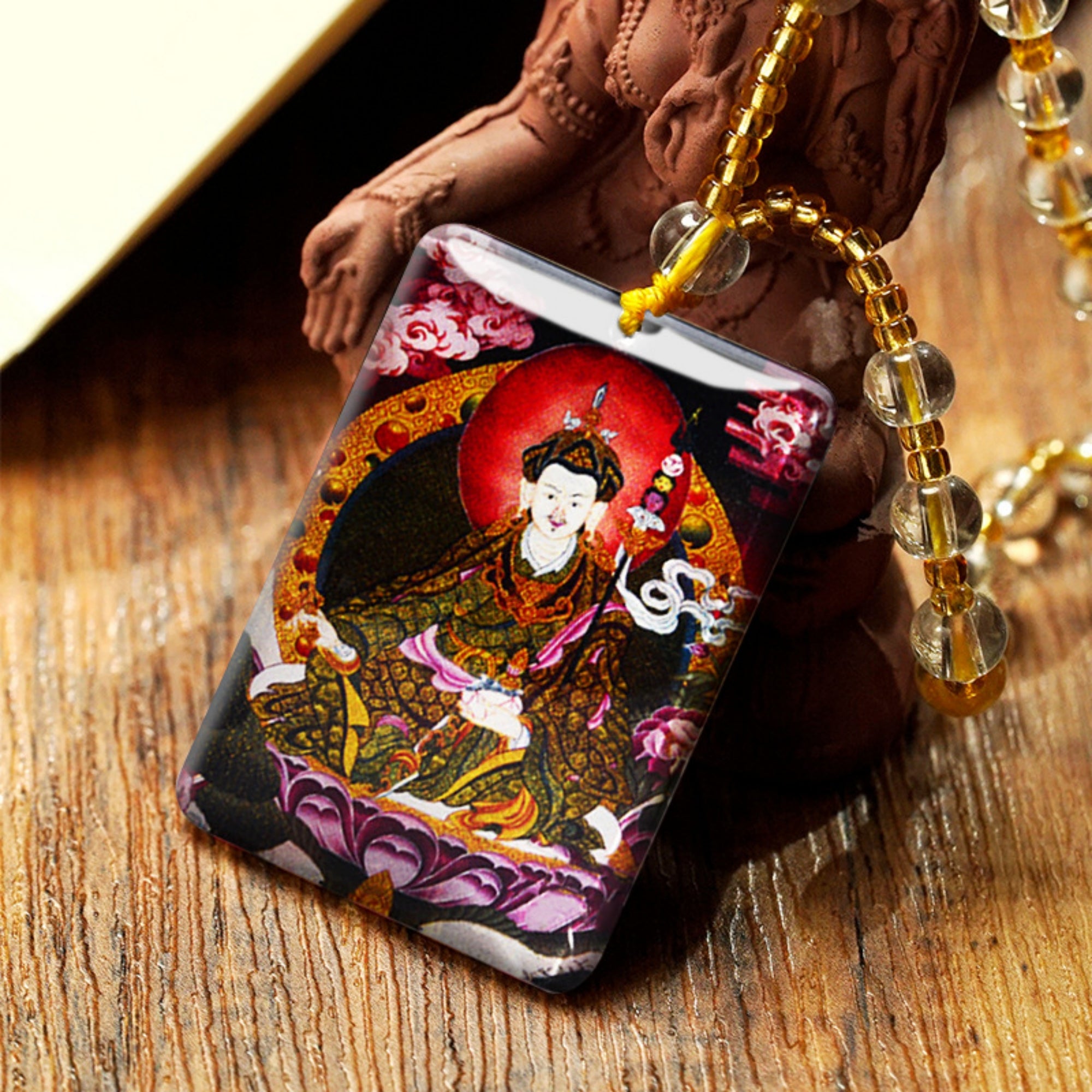 QiLing Aura Hand-Painted Crystal Tibetan Buddha Necklace