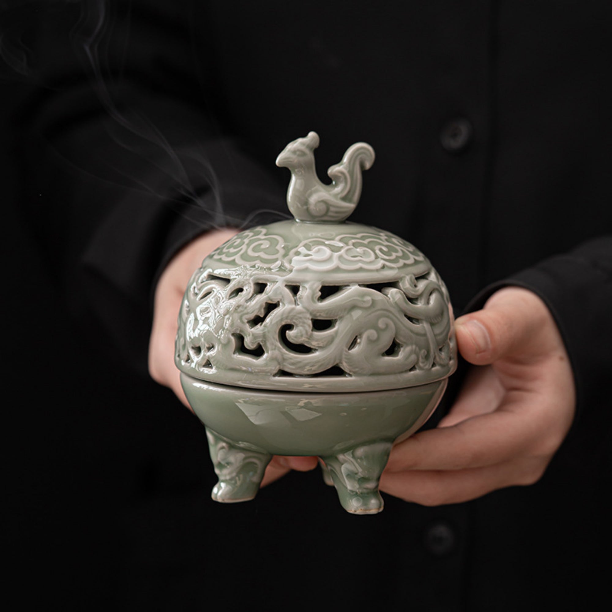 QiLing Aura Vermilion Bird Ceramic Incense Burner