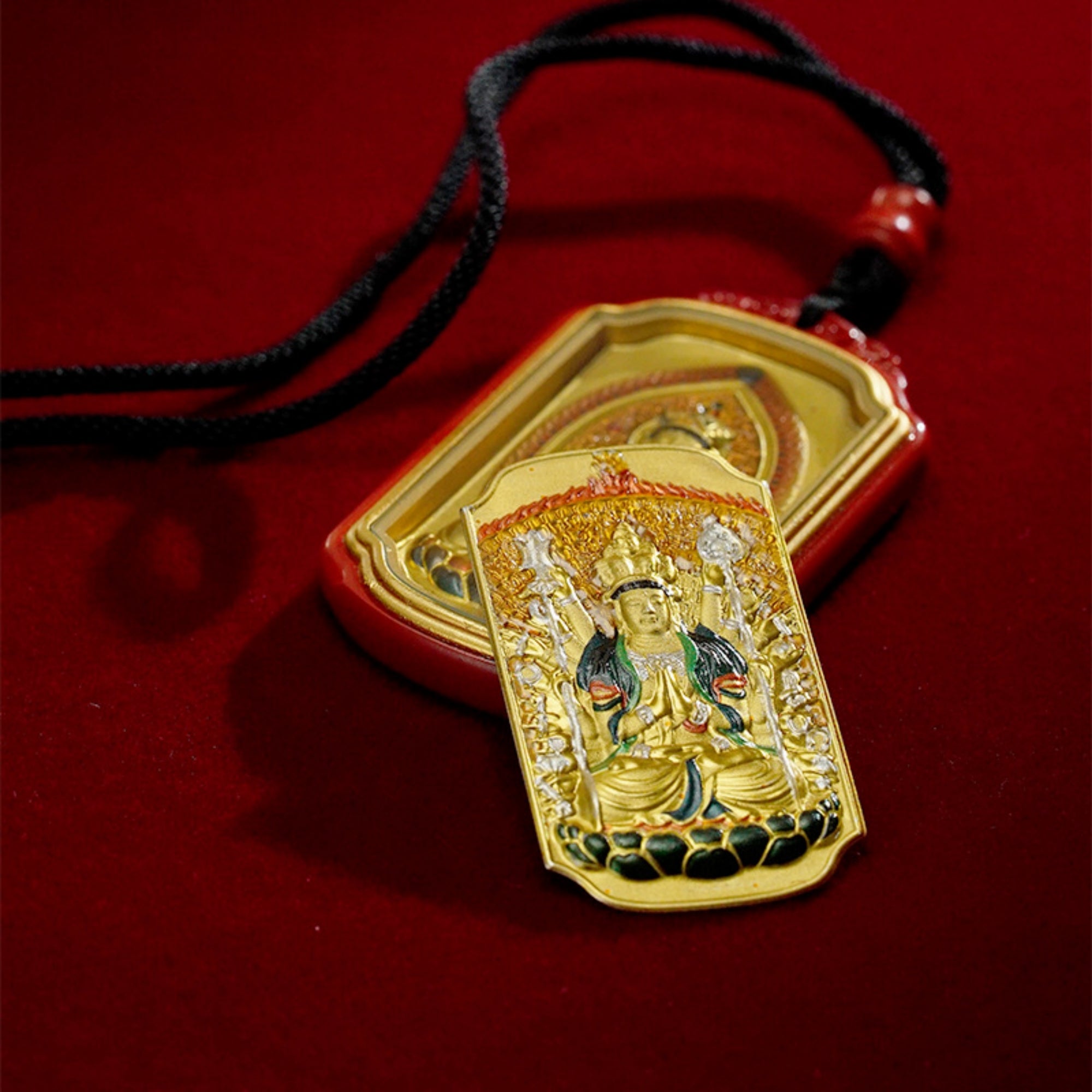 QiLing Aura Cinnabar Hand-Painted Thangka Necklace