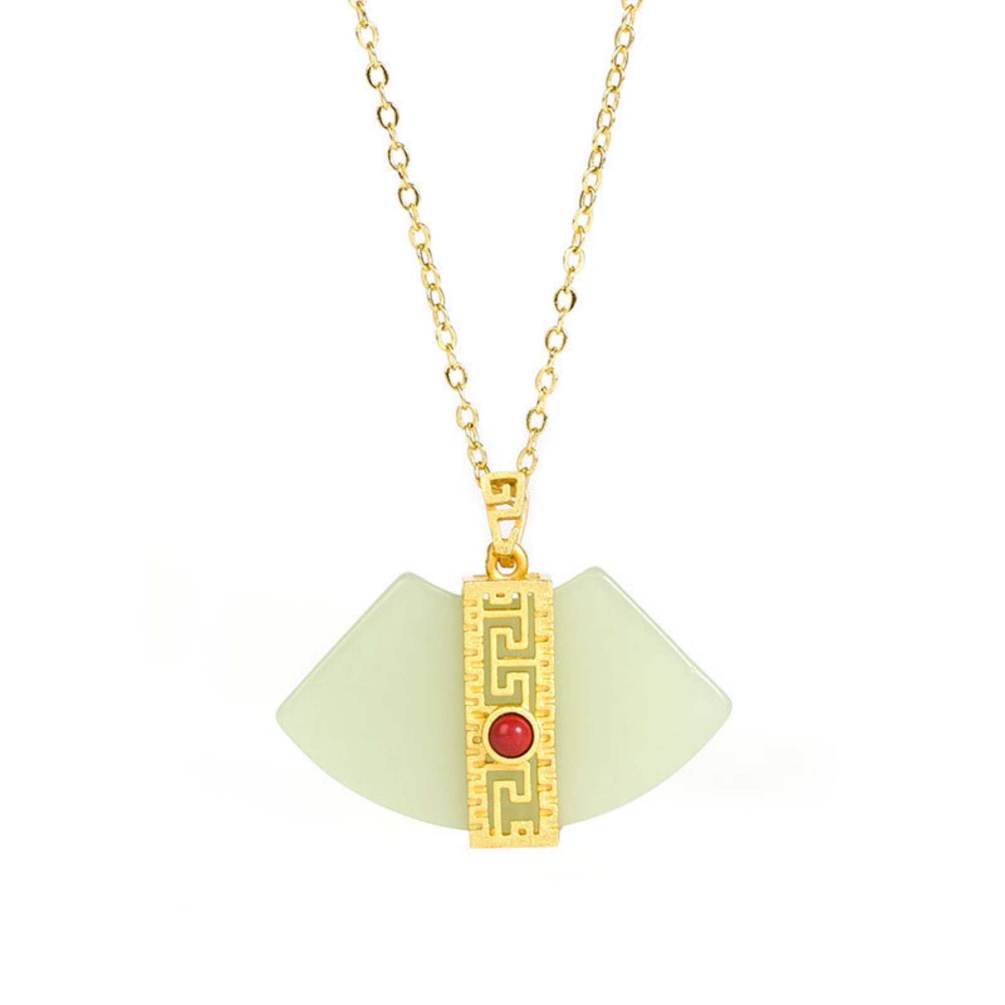 QiLing Aura Fan-Shaped Vintage Jade Necklace