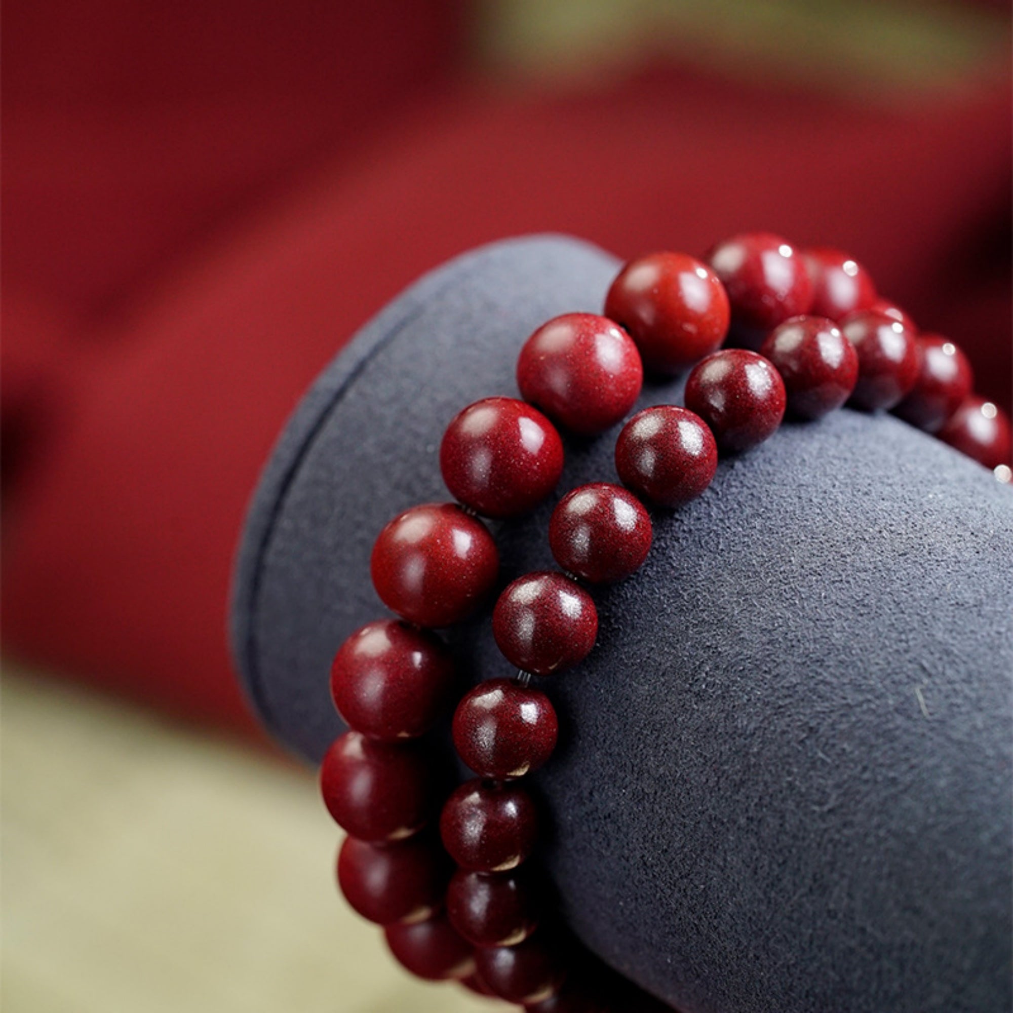 QiLingAura Handmade Cinnabar Lotus Buddhist Prayer Bead Bracelet