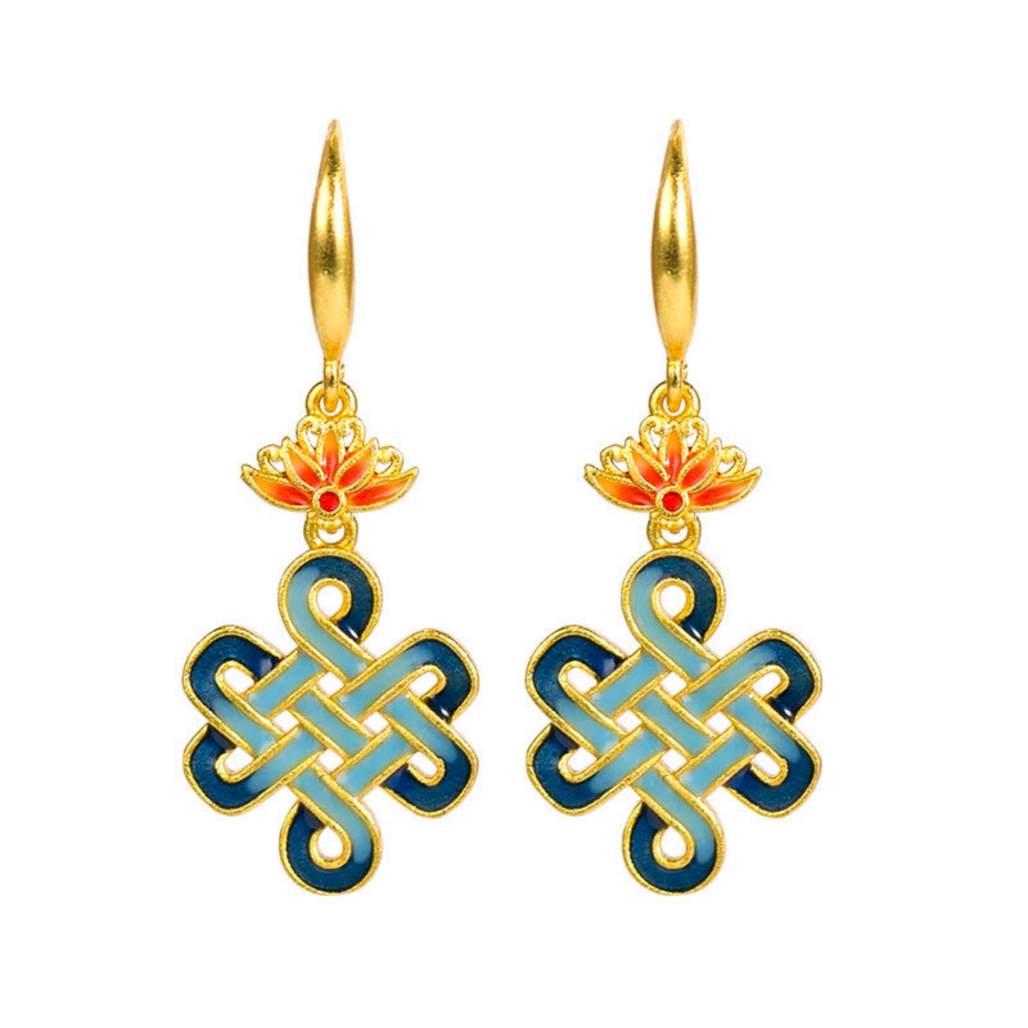 QiLing Aura Cloisonné Chinese Knot Earrings