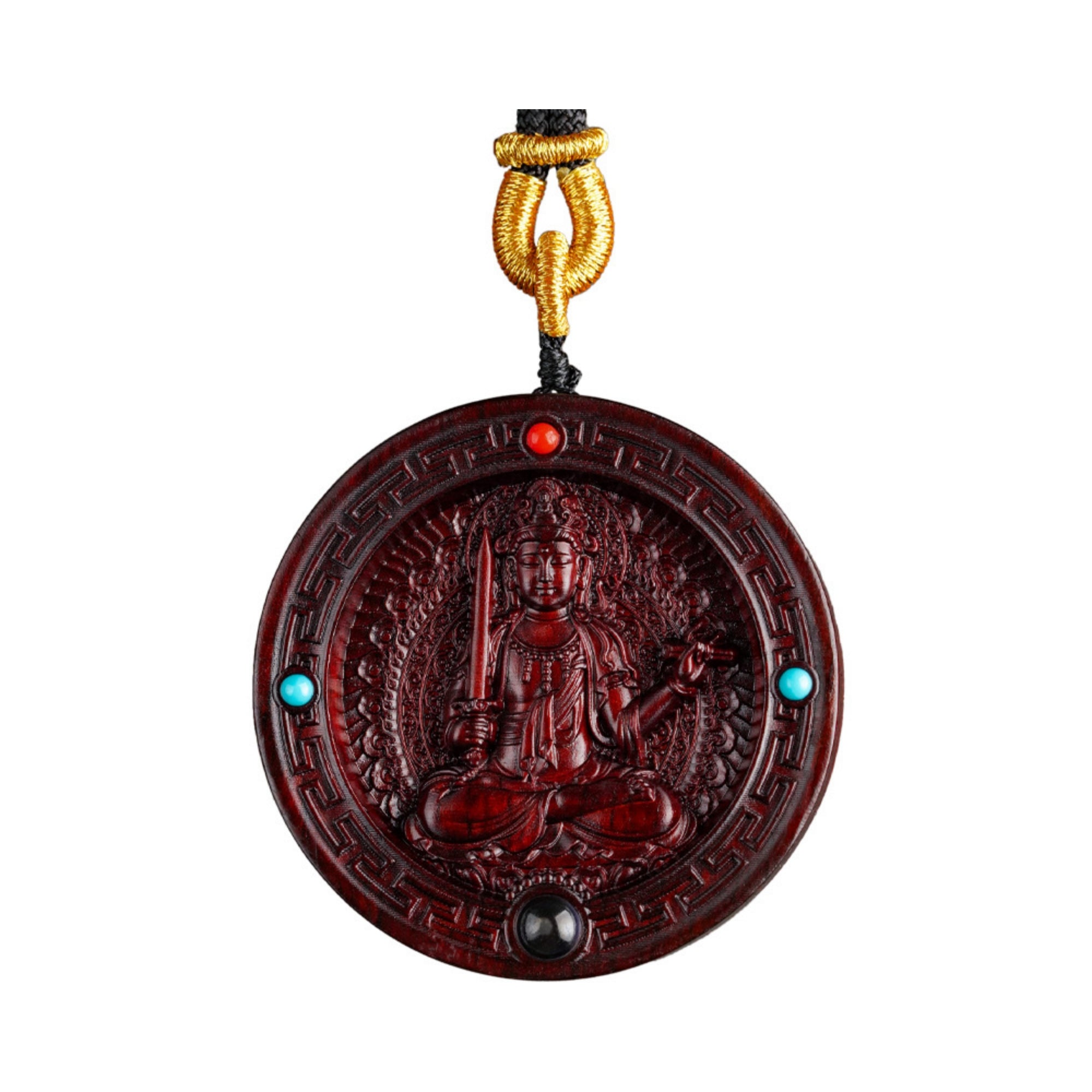 Hand-Carved Sandalwood Buddha Pendant Necklace