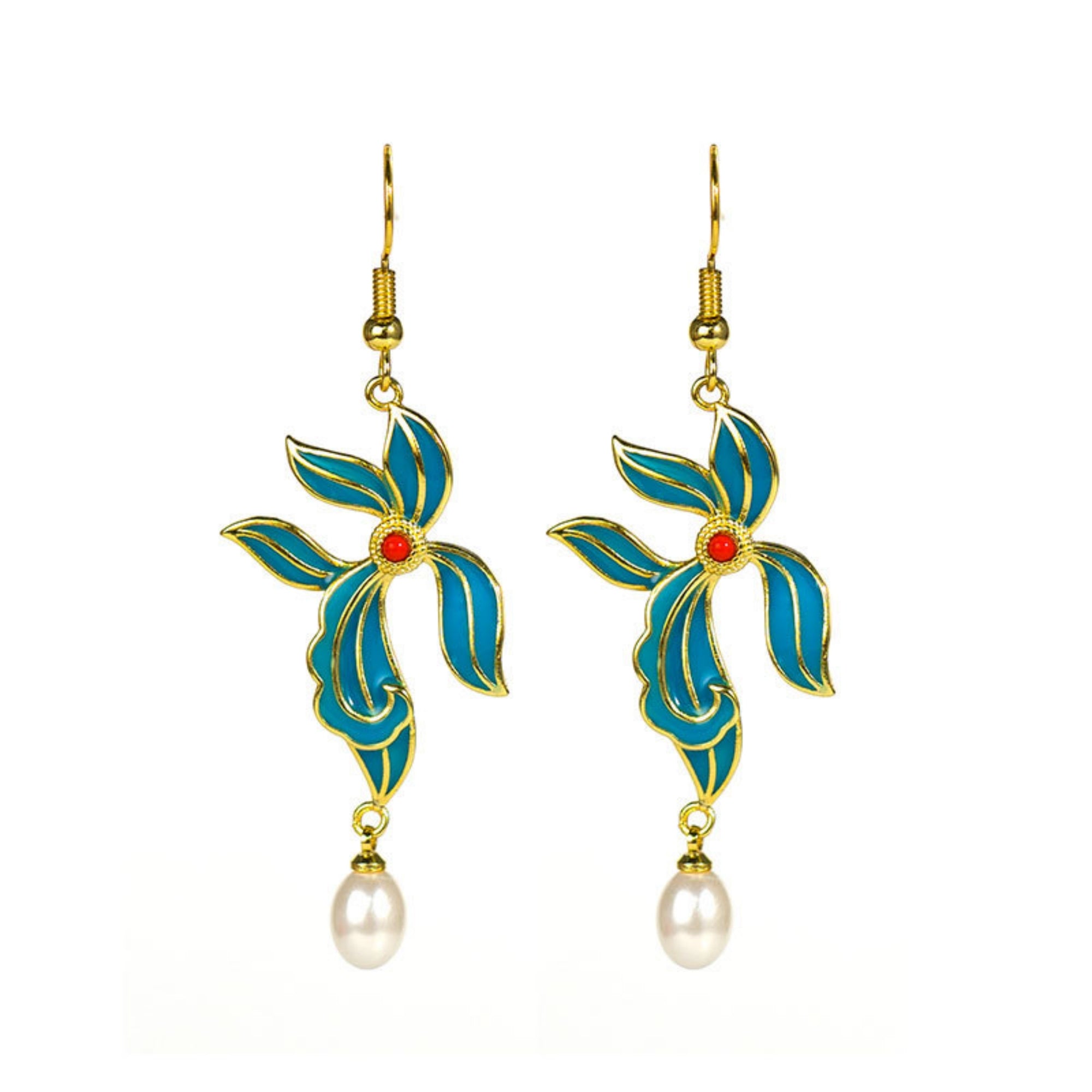 QiLing Aura Cloisonné Minimalist Vintage Earrings