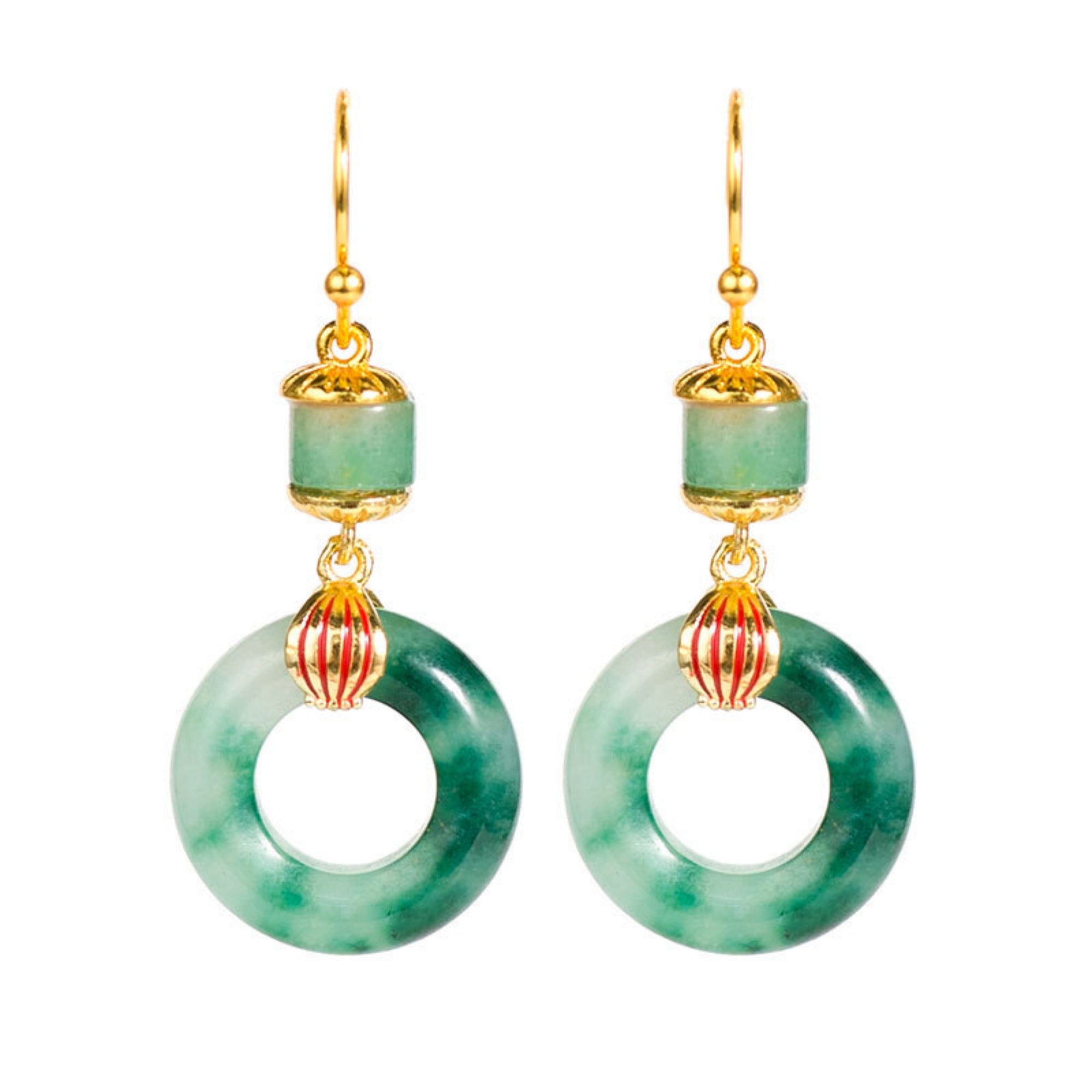 QiLing Aura Icy Jade Peace Buckle Earrings