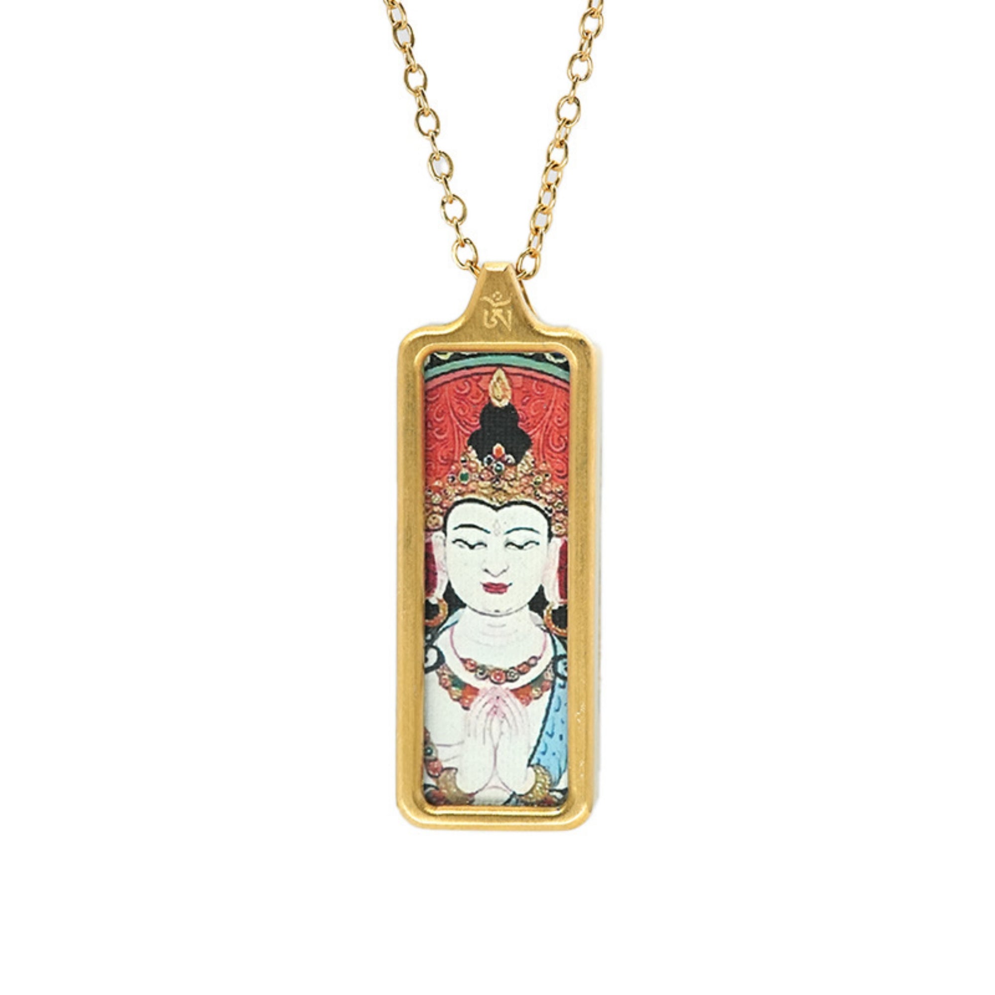 QiLing Aura Modern Style Handmade Thangka Buddha Necklace