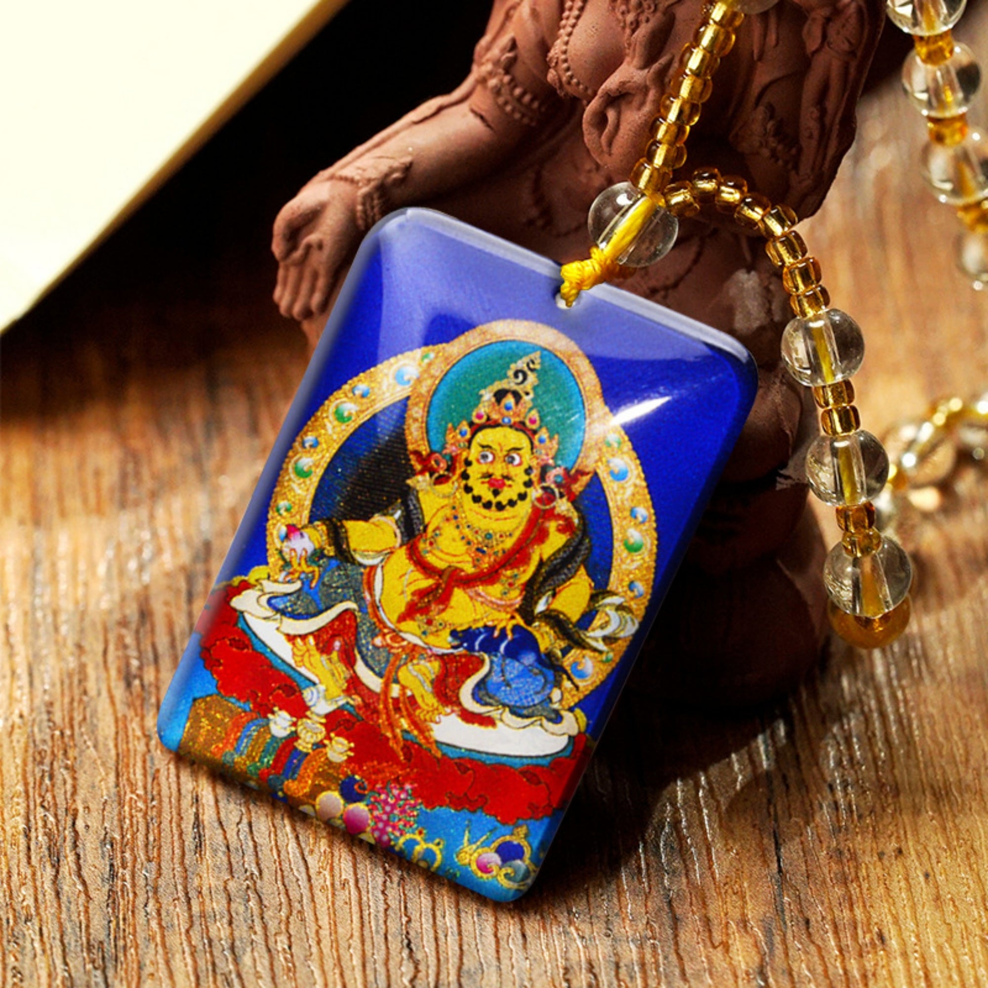 QiLing Aura Hand-Painted Crystal Tibetan Buddha Necklace