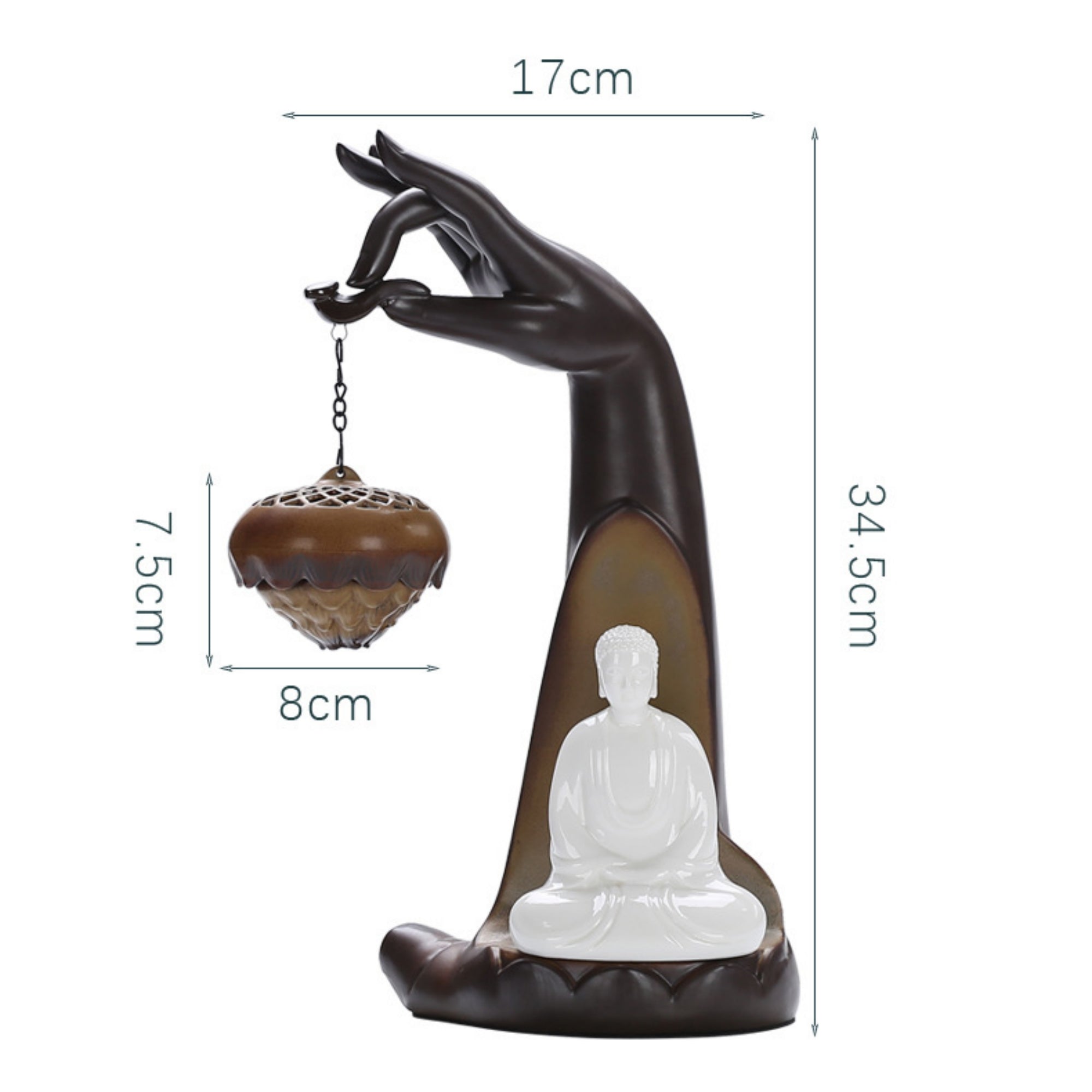 Buddha Hand Touching Flower Ceramic Backflow Incense Burner