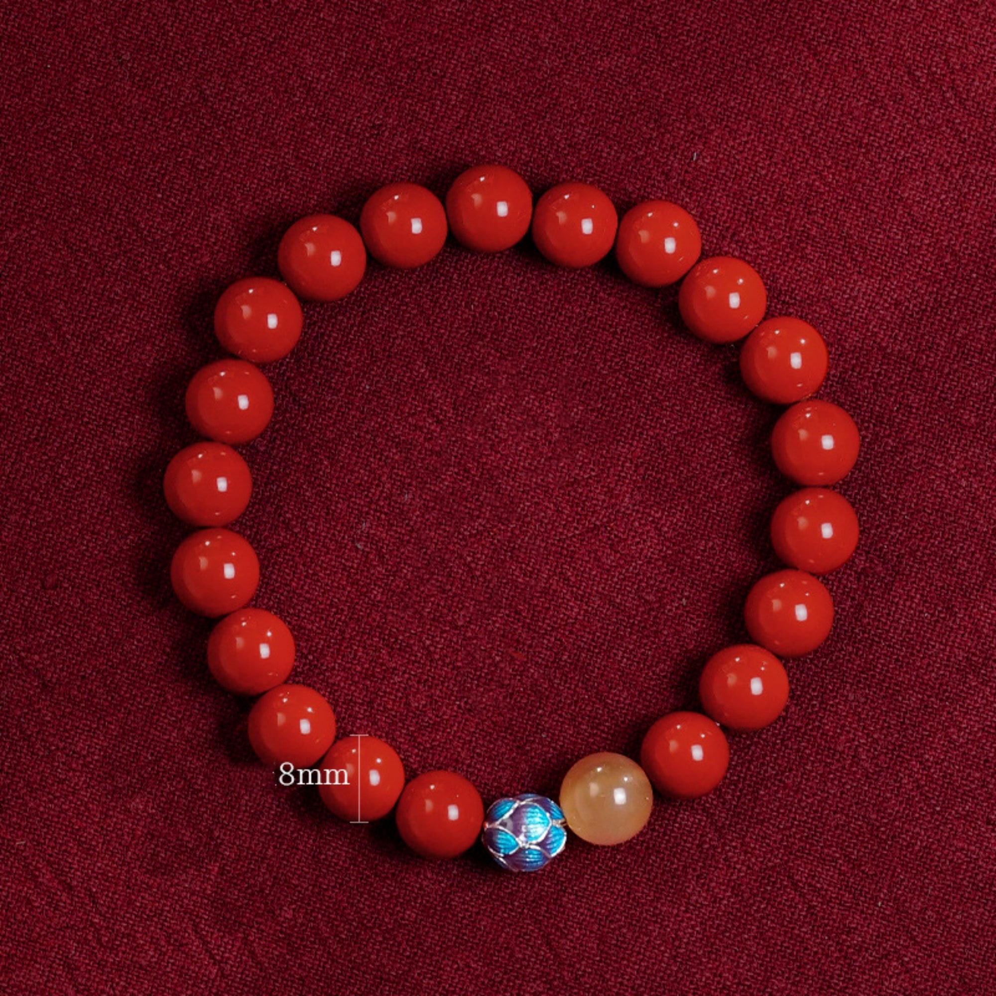 QiLingAura Handmade Cinnabar Lotus Buddhist Prayer Bead Bracelet