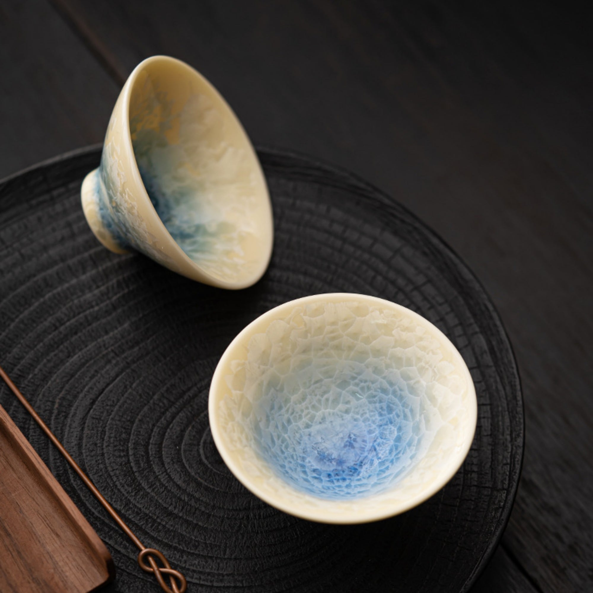 QiLing Aura Crystal Glaze Handcrafted Ceramic Teacup