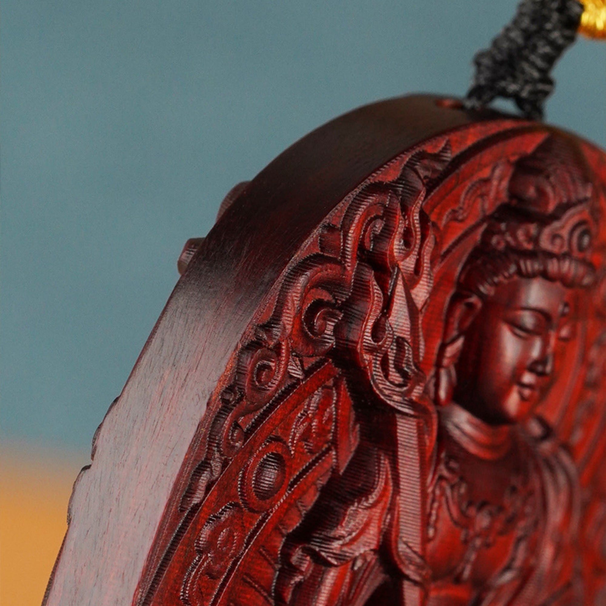 Hand-Carved Sandalwood Zodiac Guardian Buddha Pendant Necklace