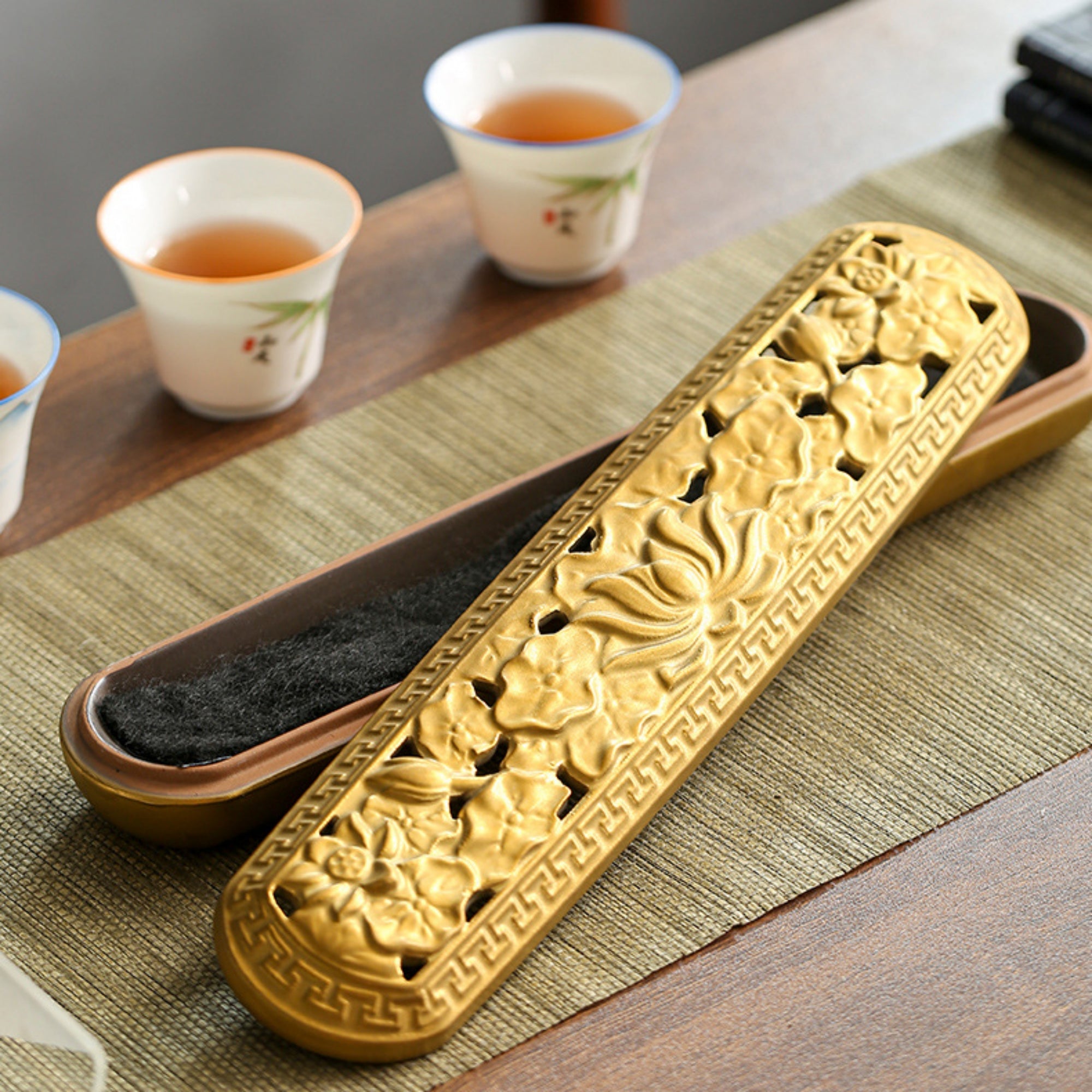 QiLing Aura Dragon Carved Incense Holder Box