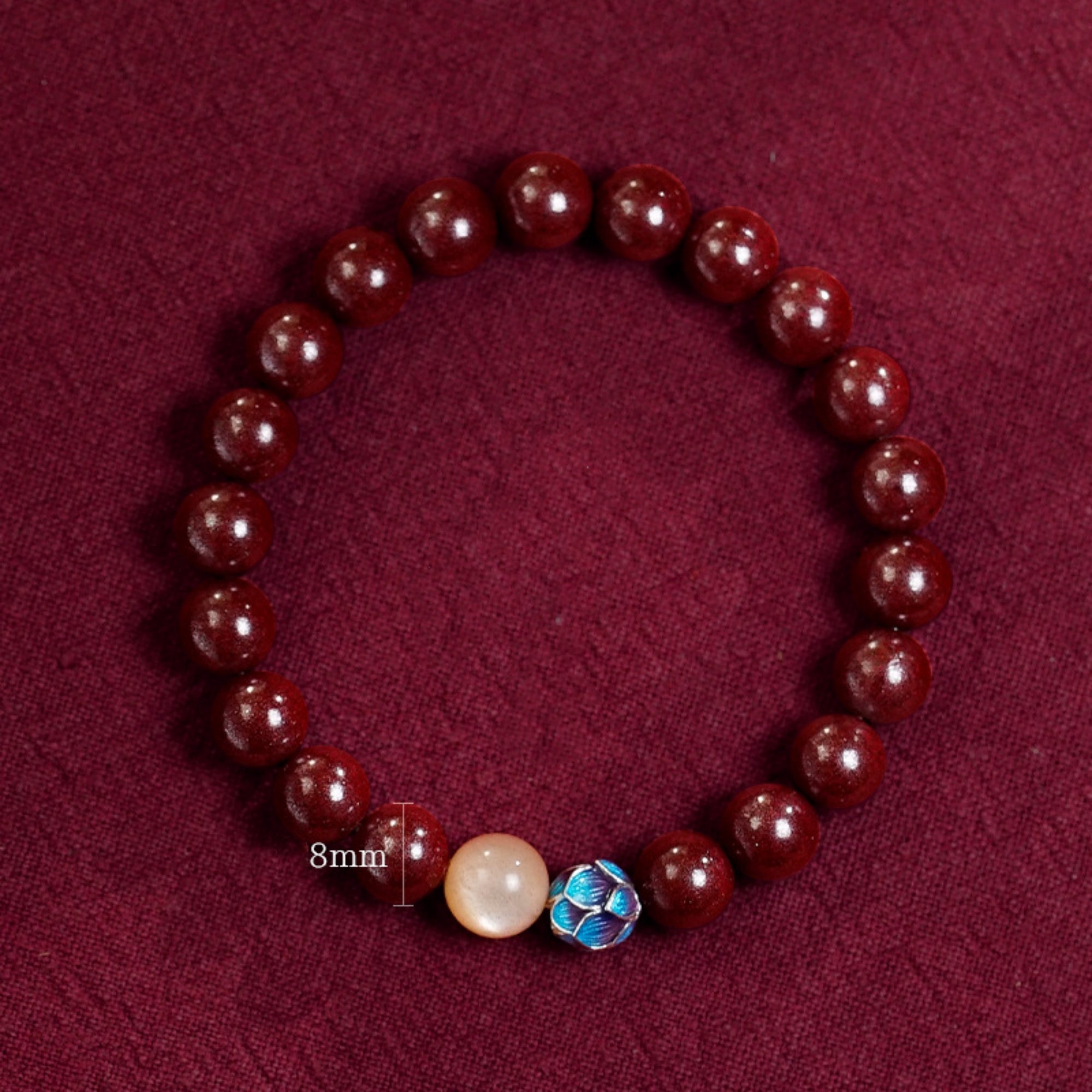 QiLingAura Handmade Cinnabar Lotus Buddhist Prayer Bead Bracelet