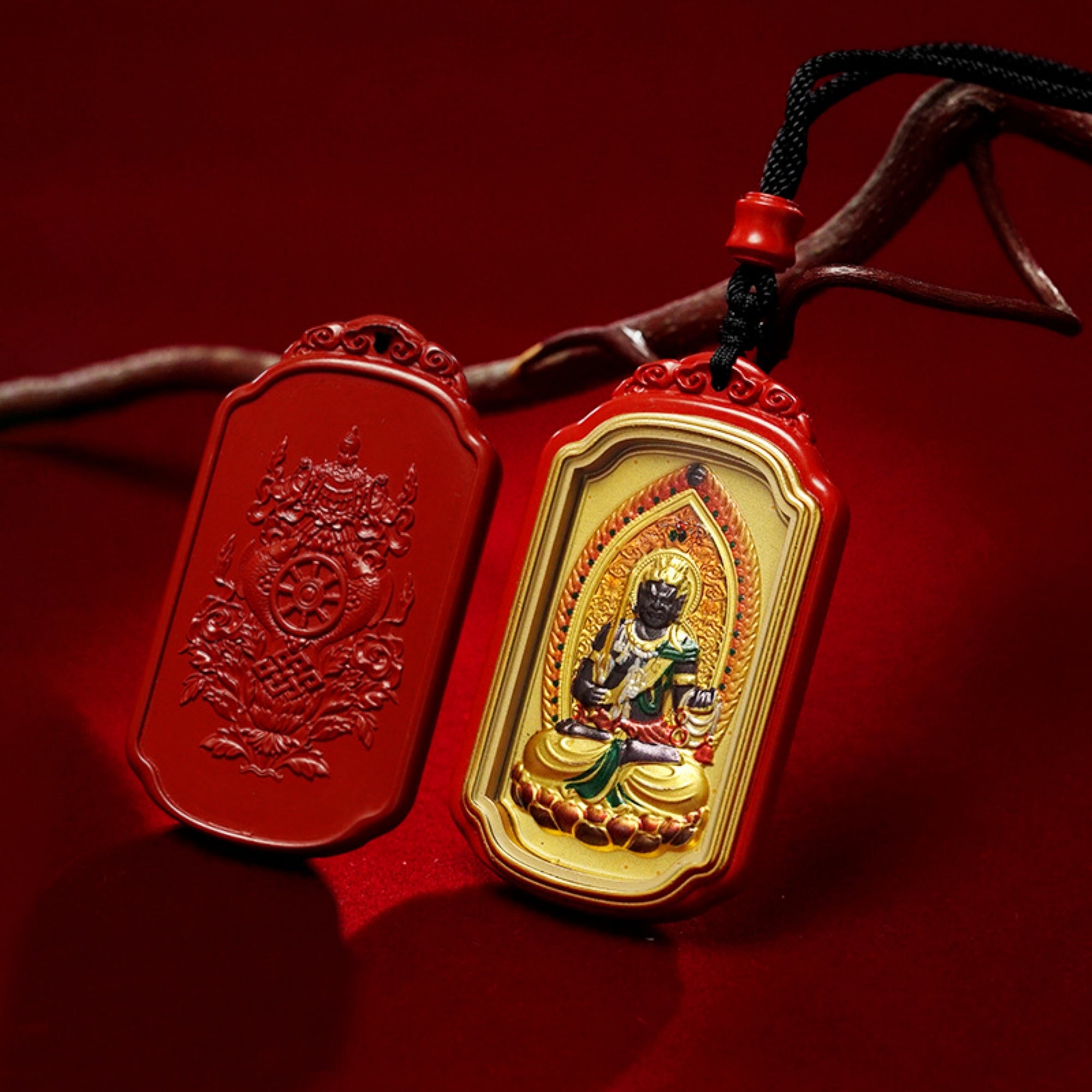 QiLing Aura Cinnabar Hand-Painted Thangka Necklace