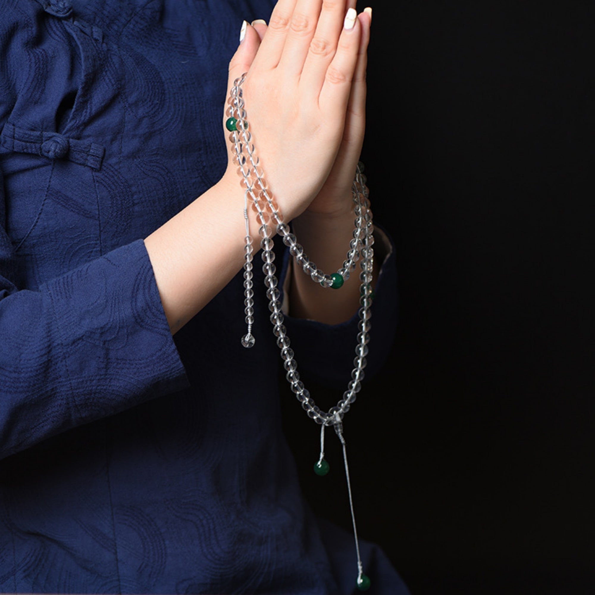 Natural White Crystal Buddha Beads Bracelet