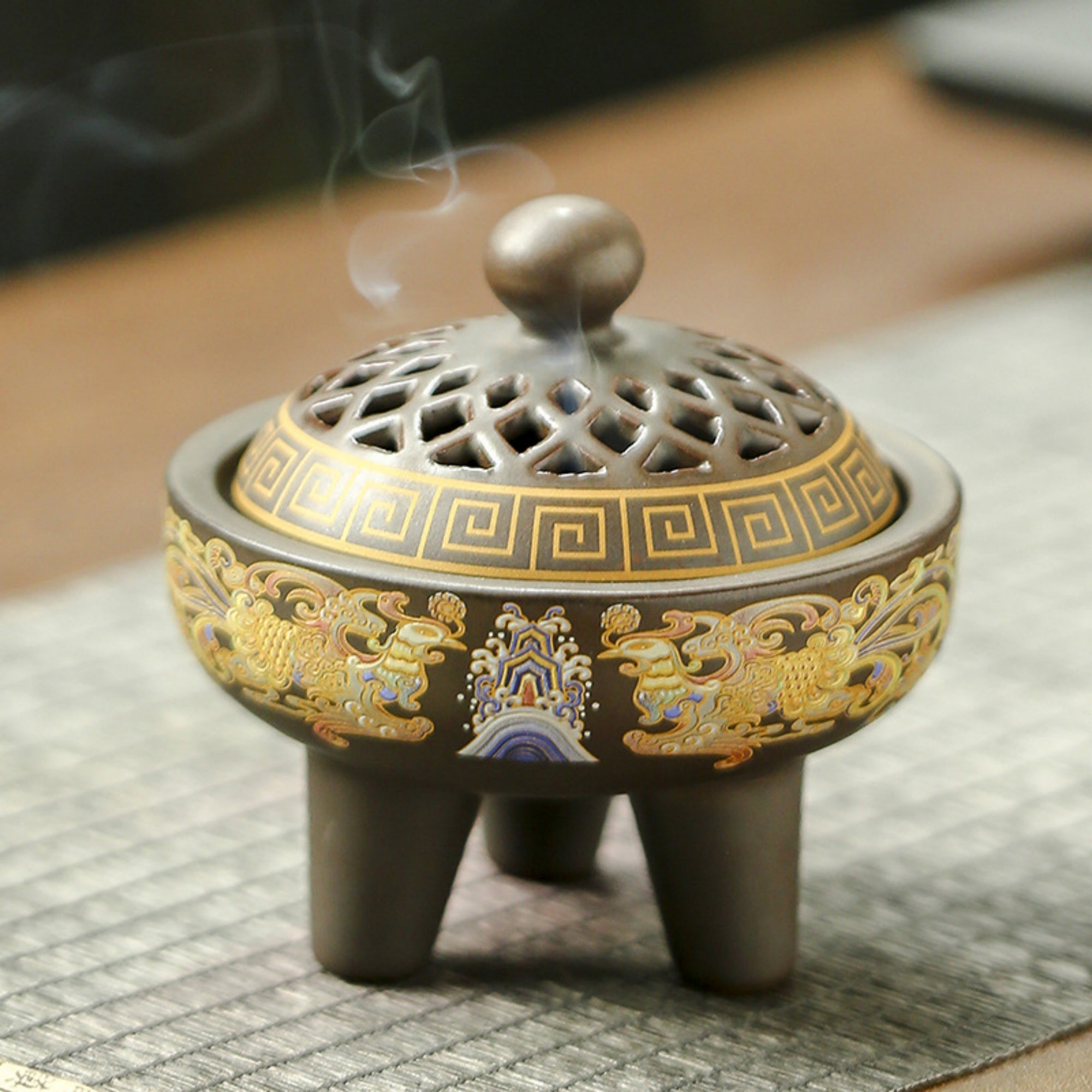 QiLing Aura Ceramic Cloisonné Incense Burner