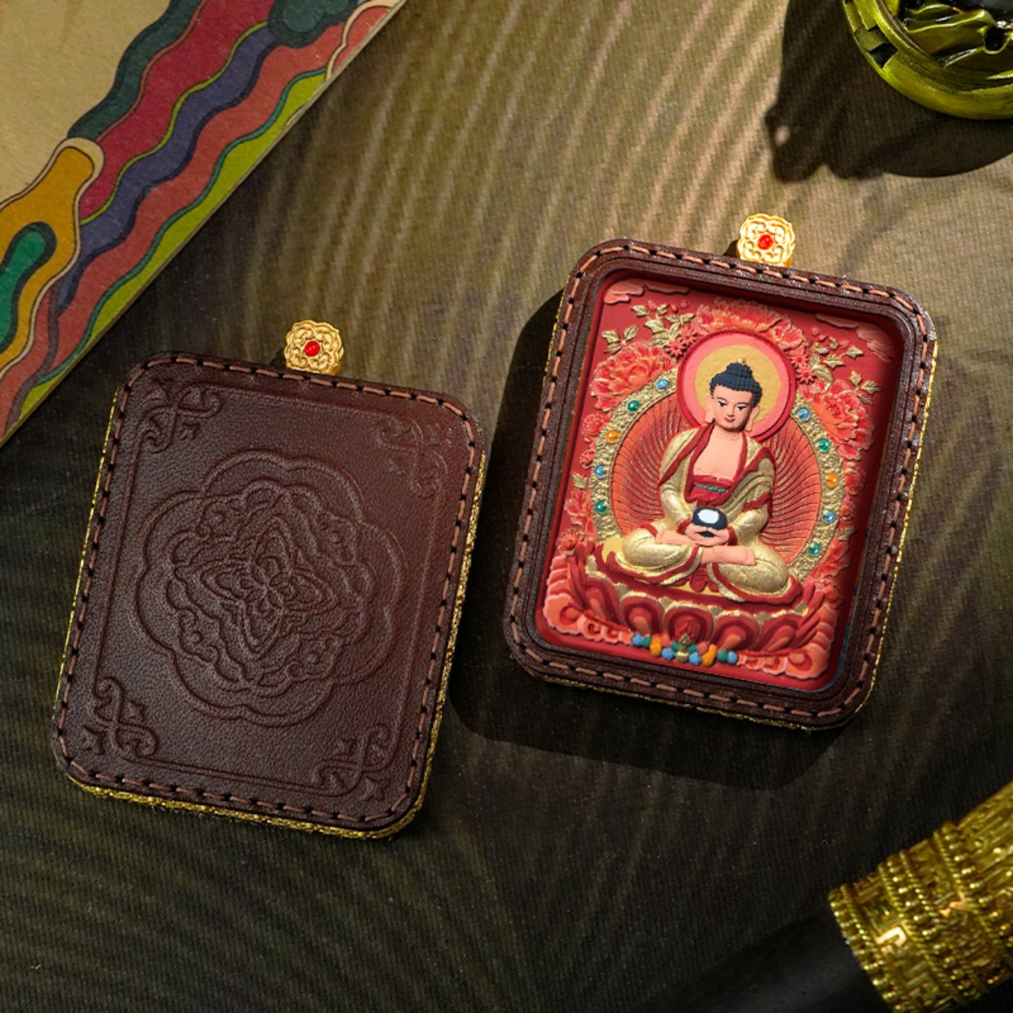 Hand-Painted 3D Thangka Buddha Pendant Necklace