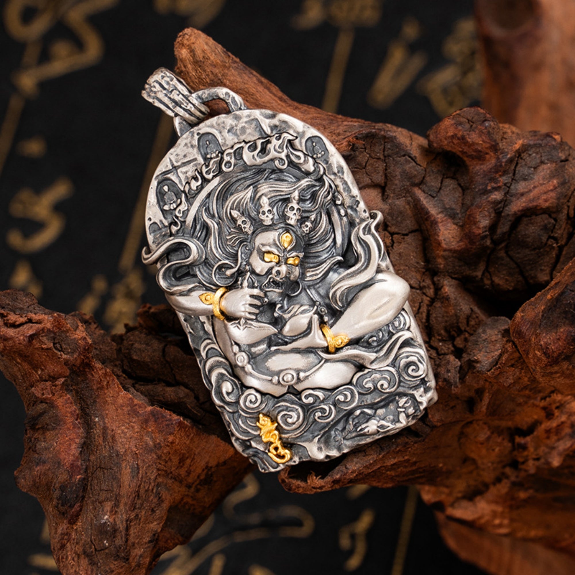 Mahakala Sterling Silver Tibetan Buddhist Pendant