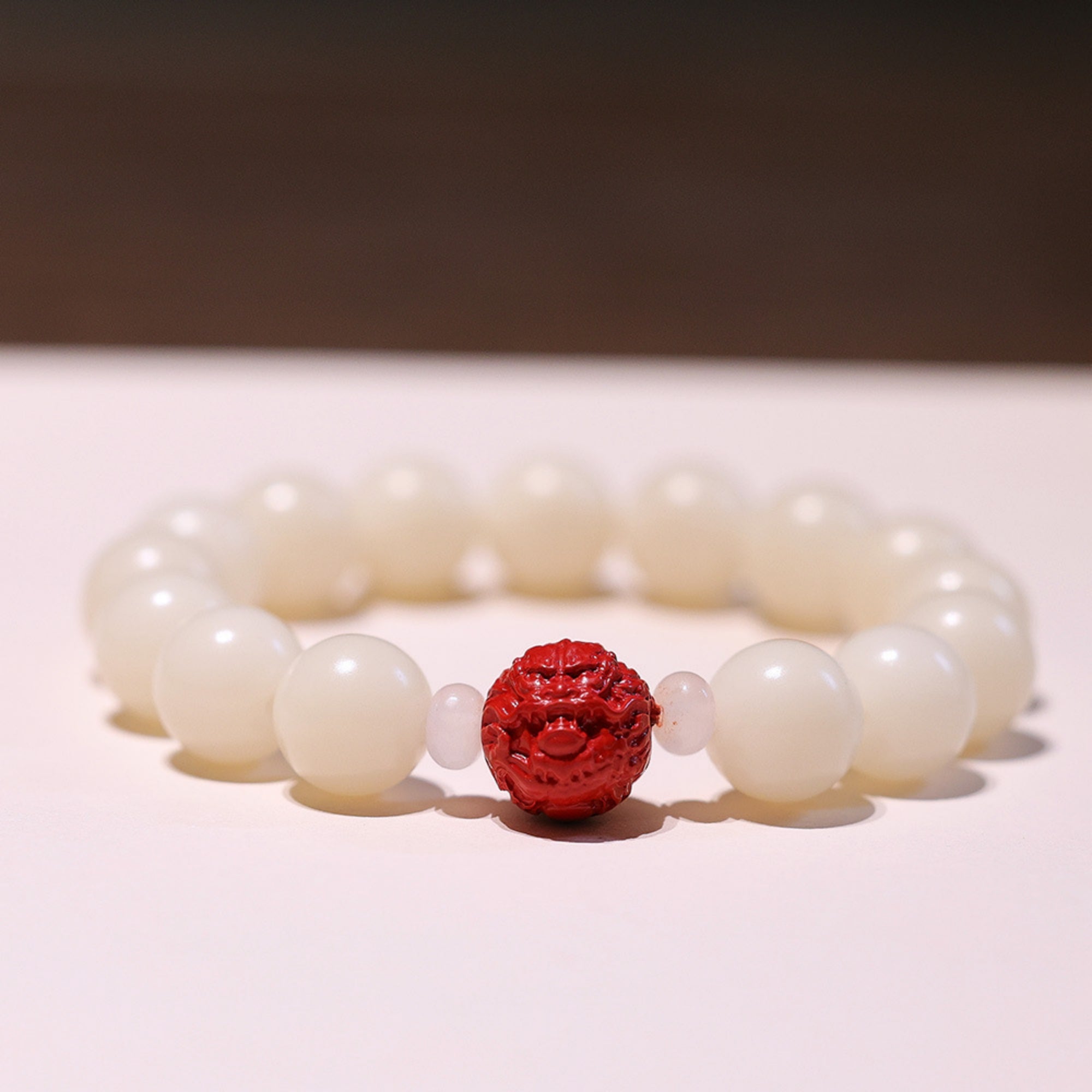 Natural White Jade Bodhi Bead Bracelet