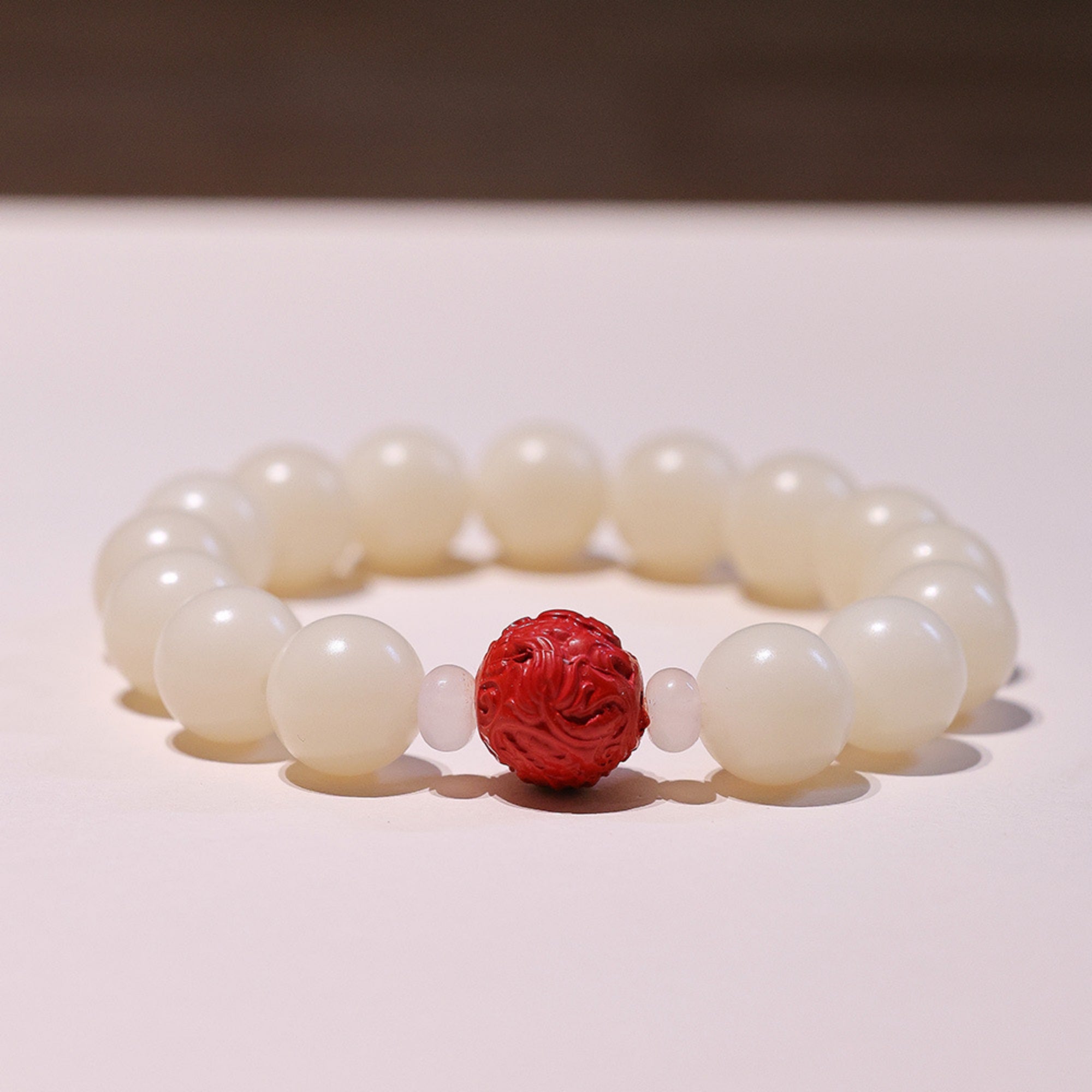 Natural White Jade Bodhi Bead Bracelet