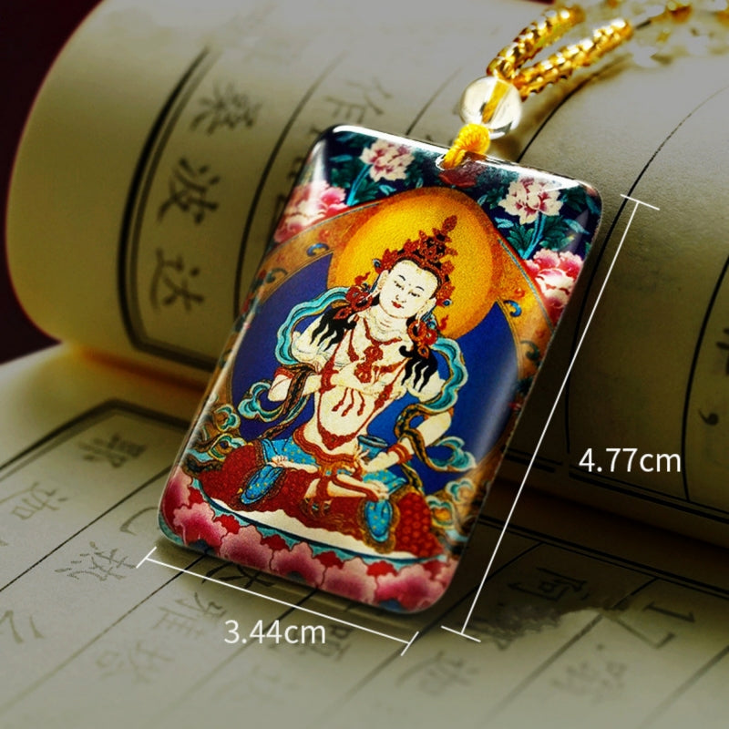 QiLing Aura Hand-Painted Crystal Tibetan Buddha Necklace