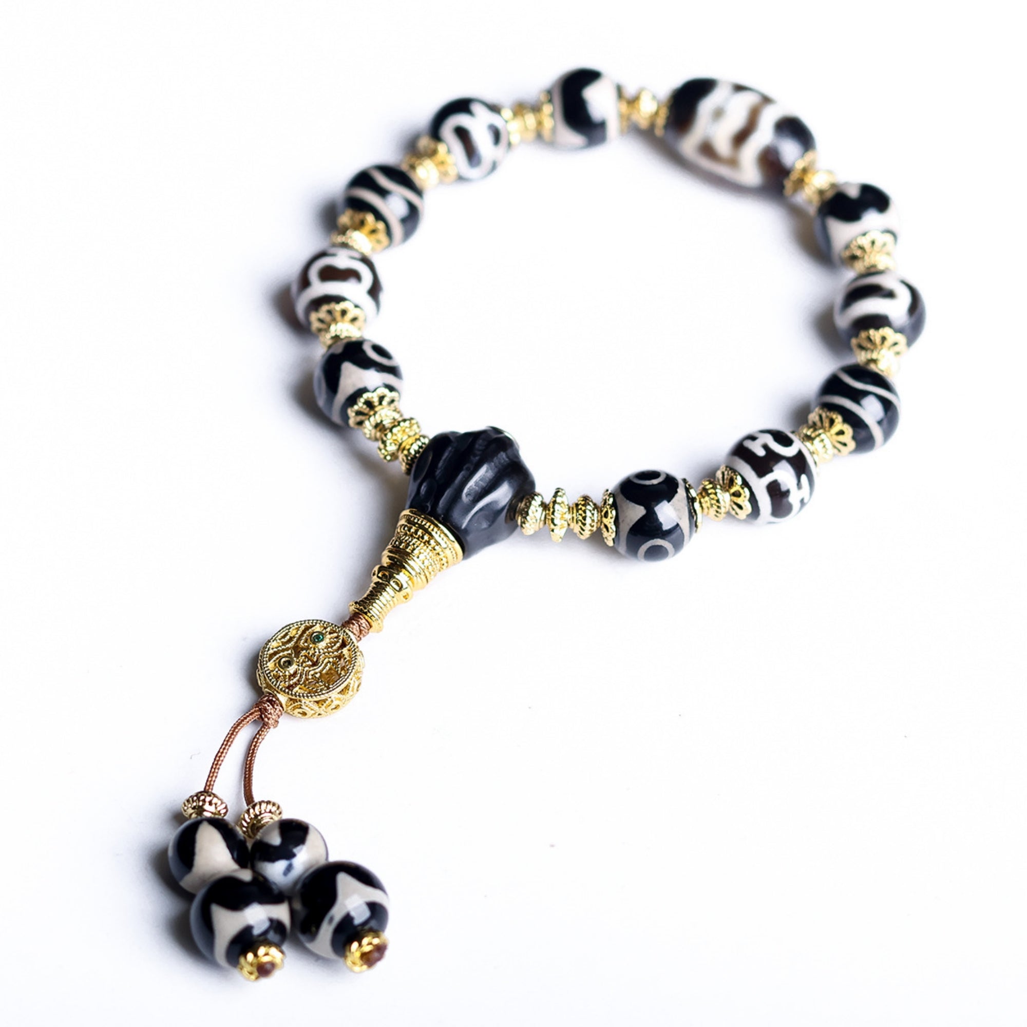 Tibetan Amulet Obsidian Bracelet