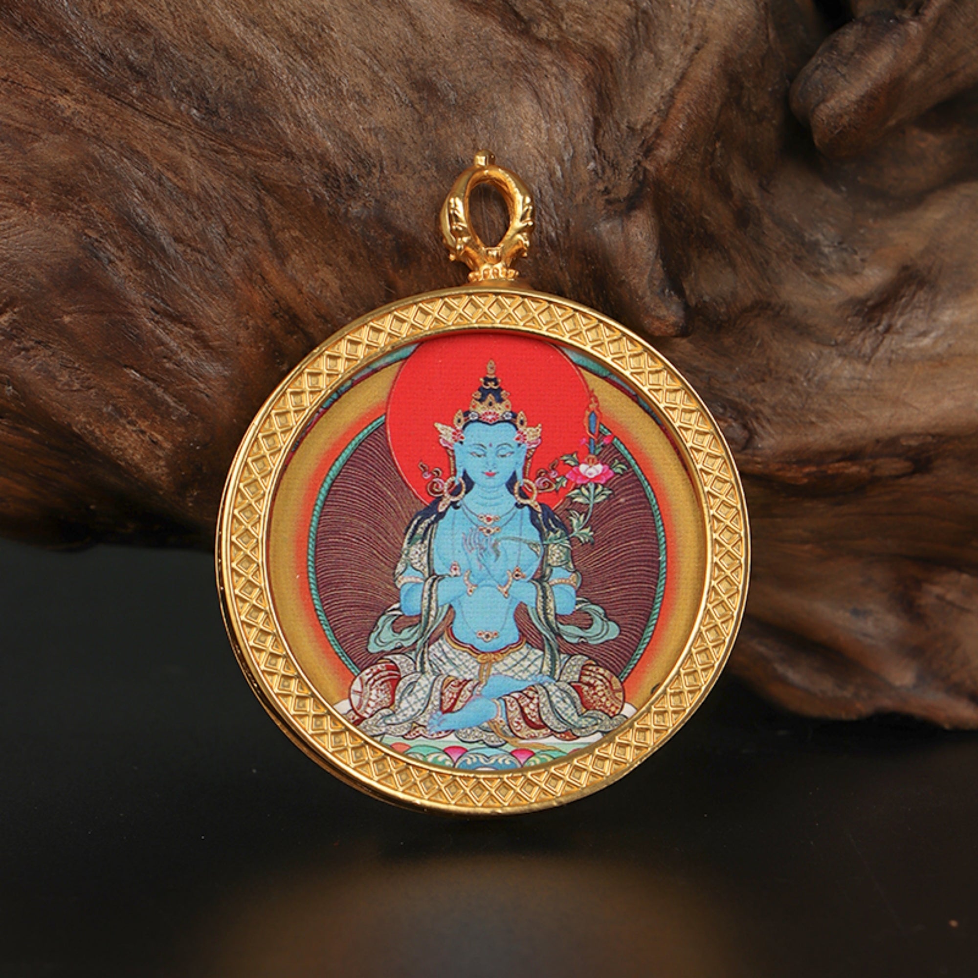 Tibetan Buddhist Circular Thangka Necklace