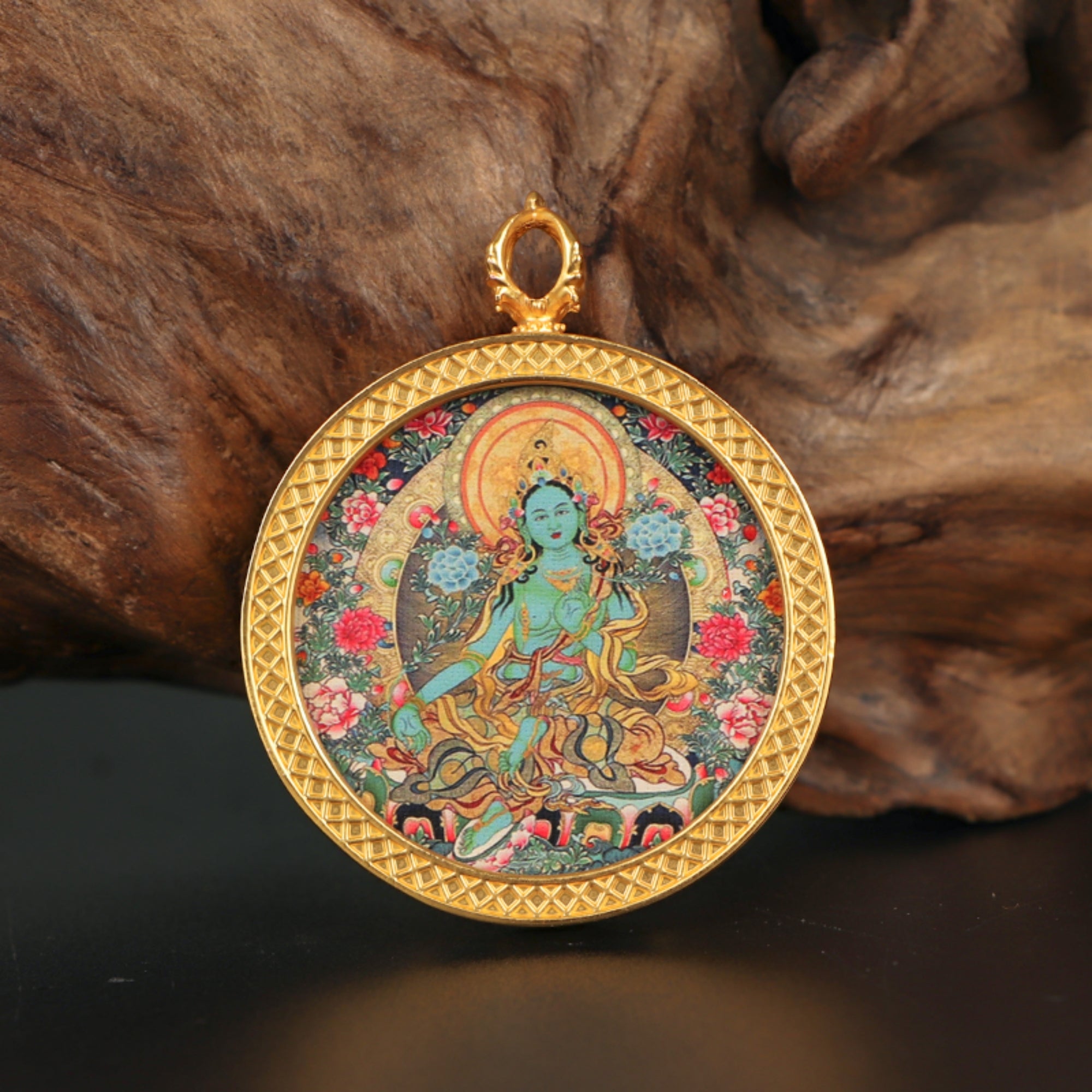 Tibetan Buddhist Circular Thangka Necklace