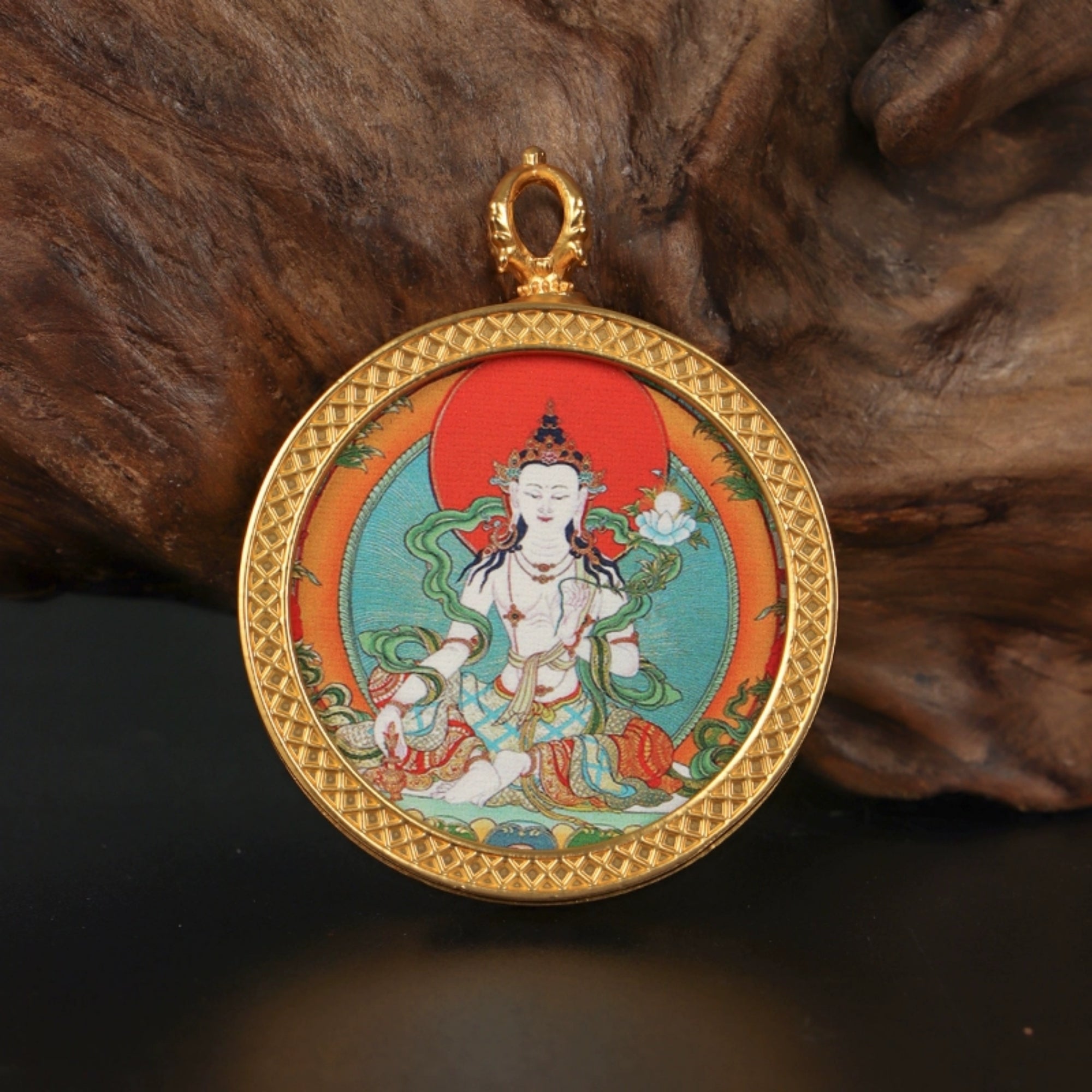 Tibetan Buddhist Circular Thangka Necklace