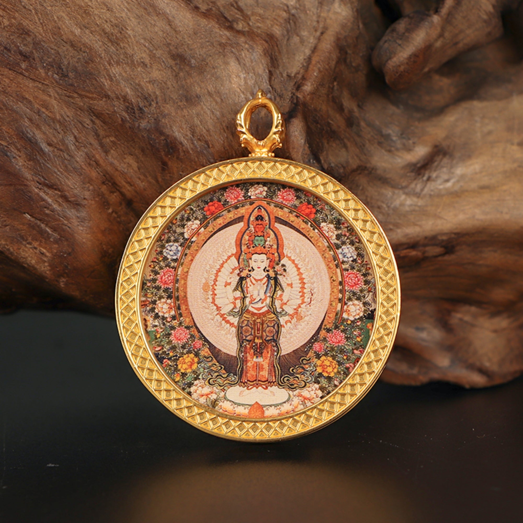 Tibetan Buddhist Circular Thangka Necklace