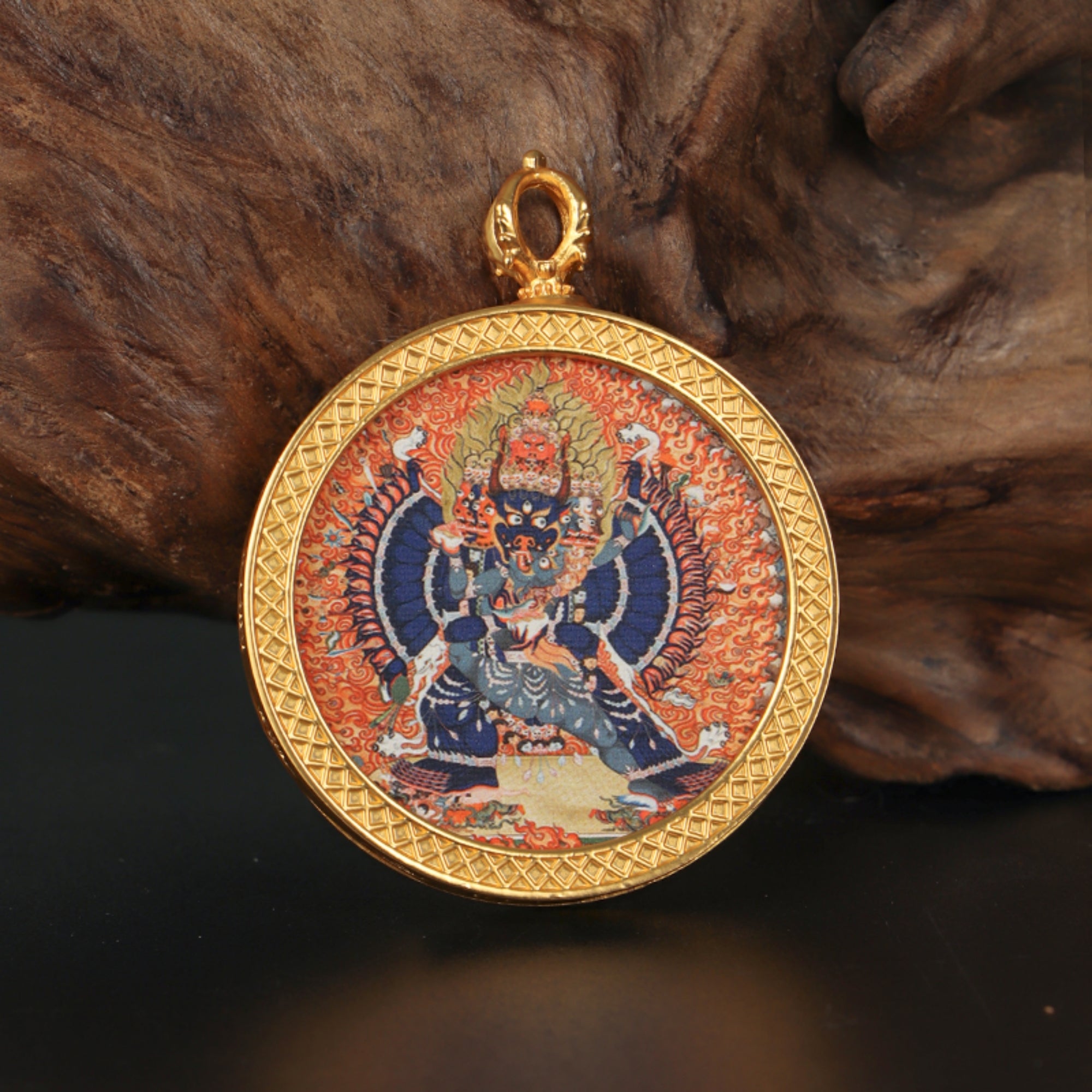 Tibetan Buddhist Circular Thangka Necklace