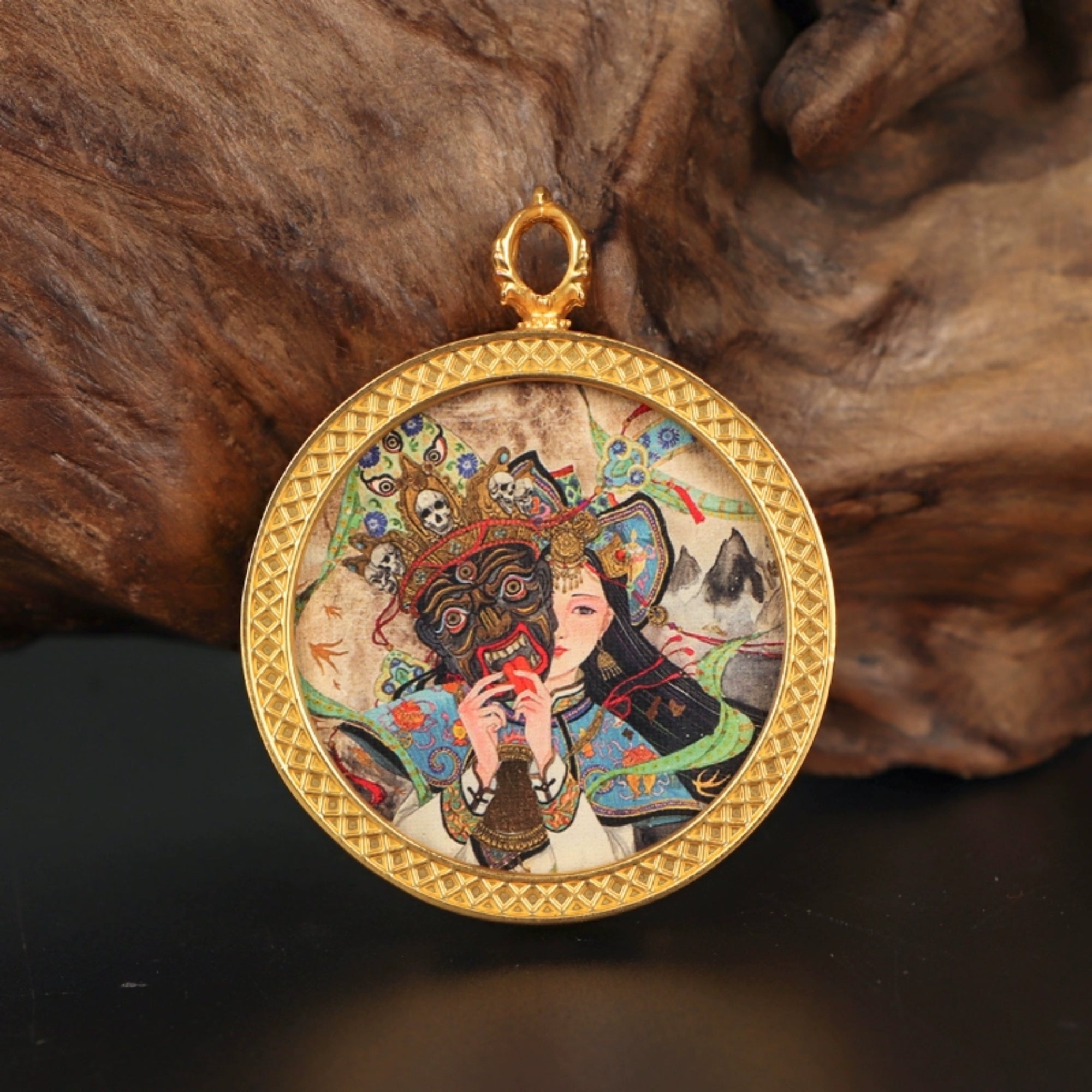 Tibetan Buddhist Circular Thangka Necklace