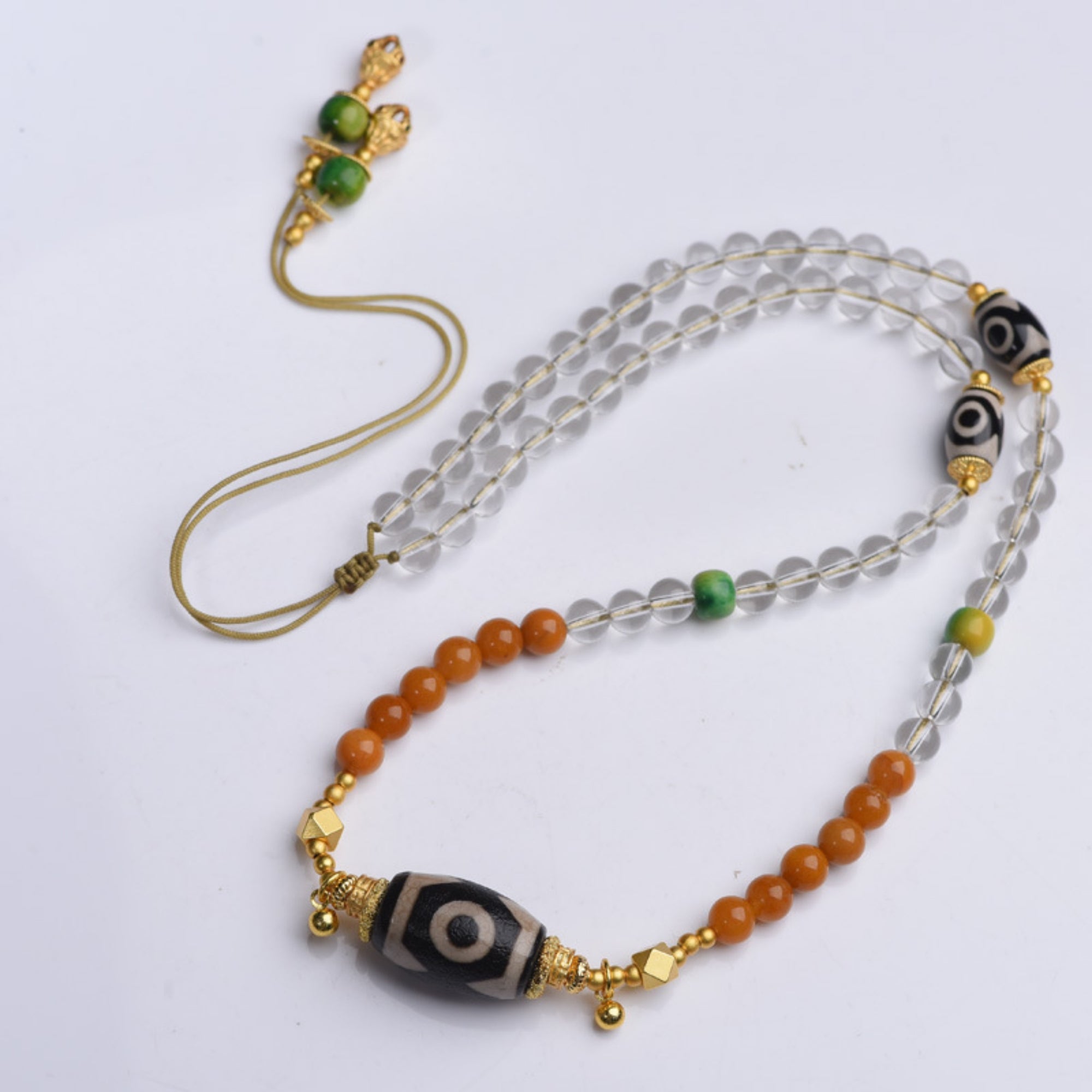 Tibetan Natural Crystal Dzi Bead Necklace