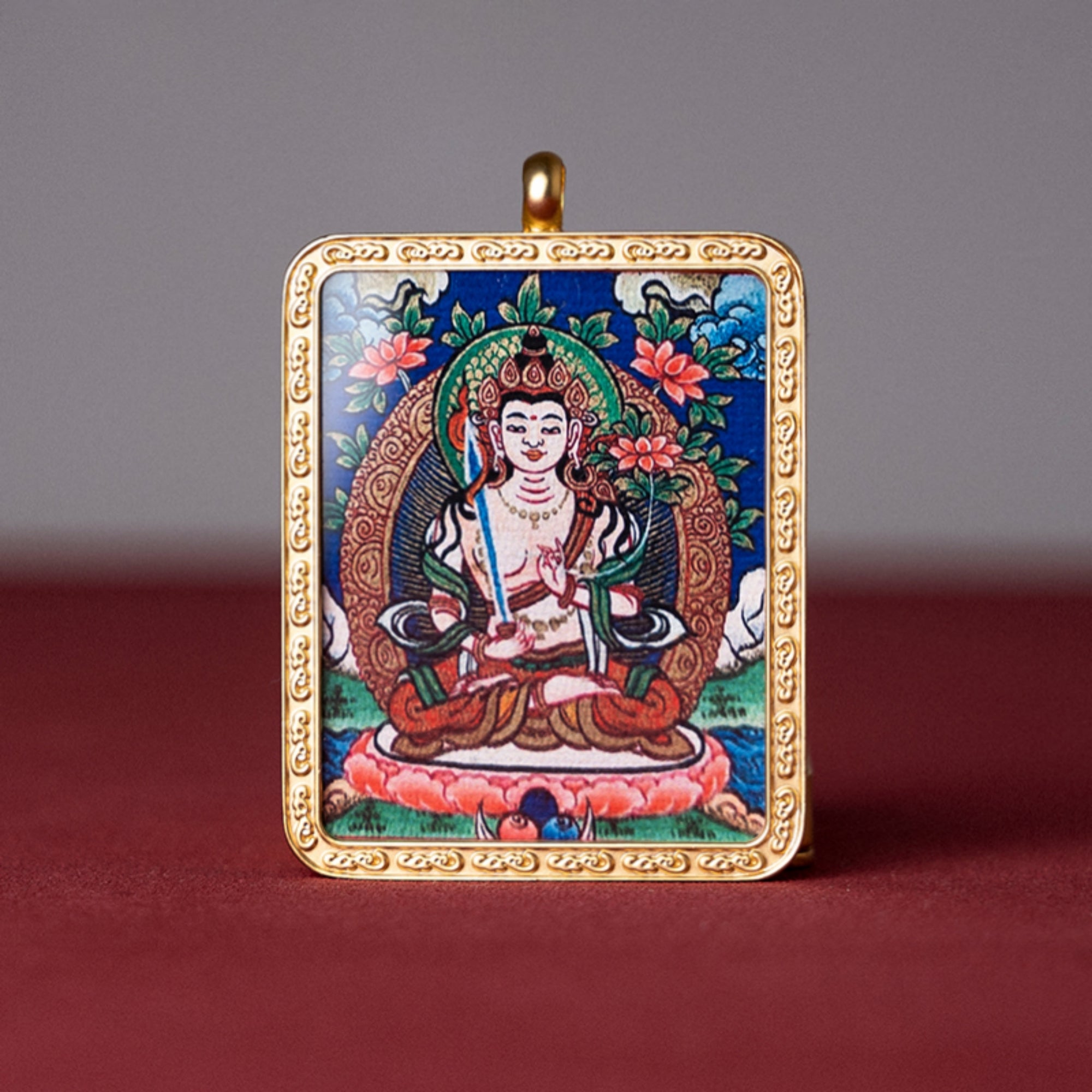 Tibetan Thangka Buddha Pendant Necklace