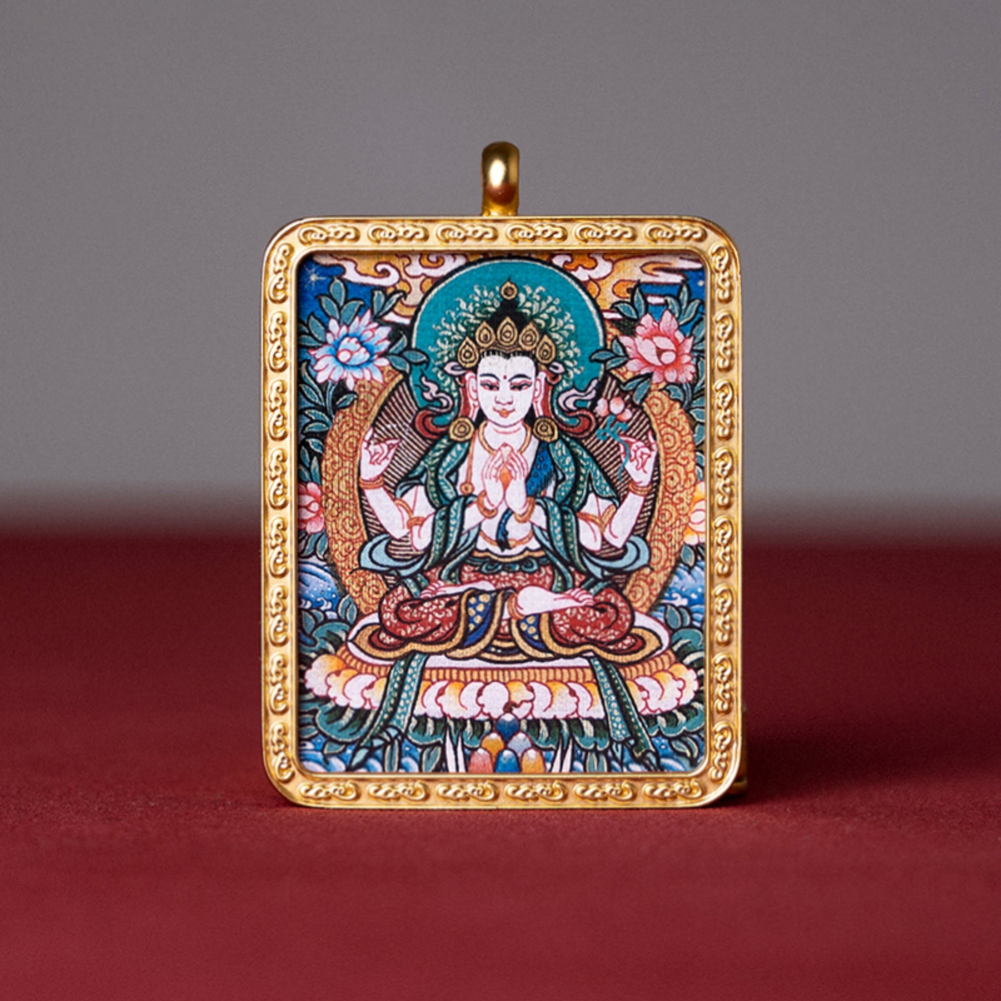 Tibetan Thangka Buddha Pendant Necklace