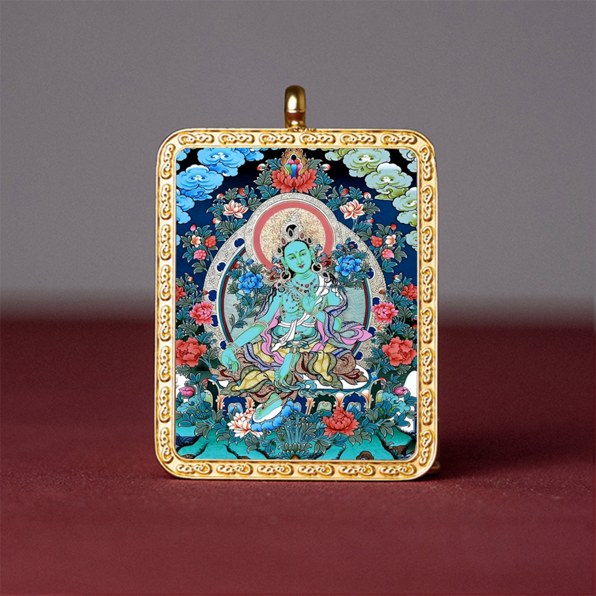 Tibetan Thangka Buddha Pendant Necklace