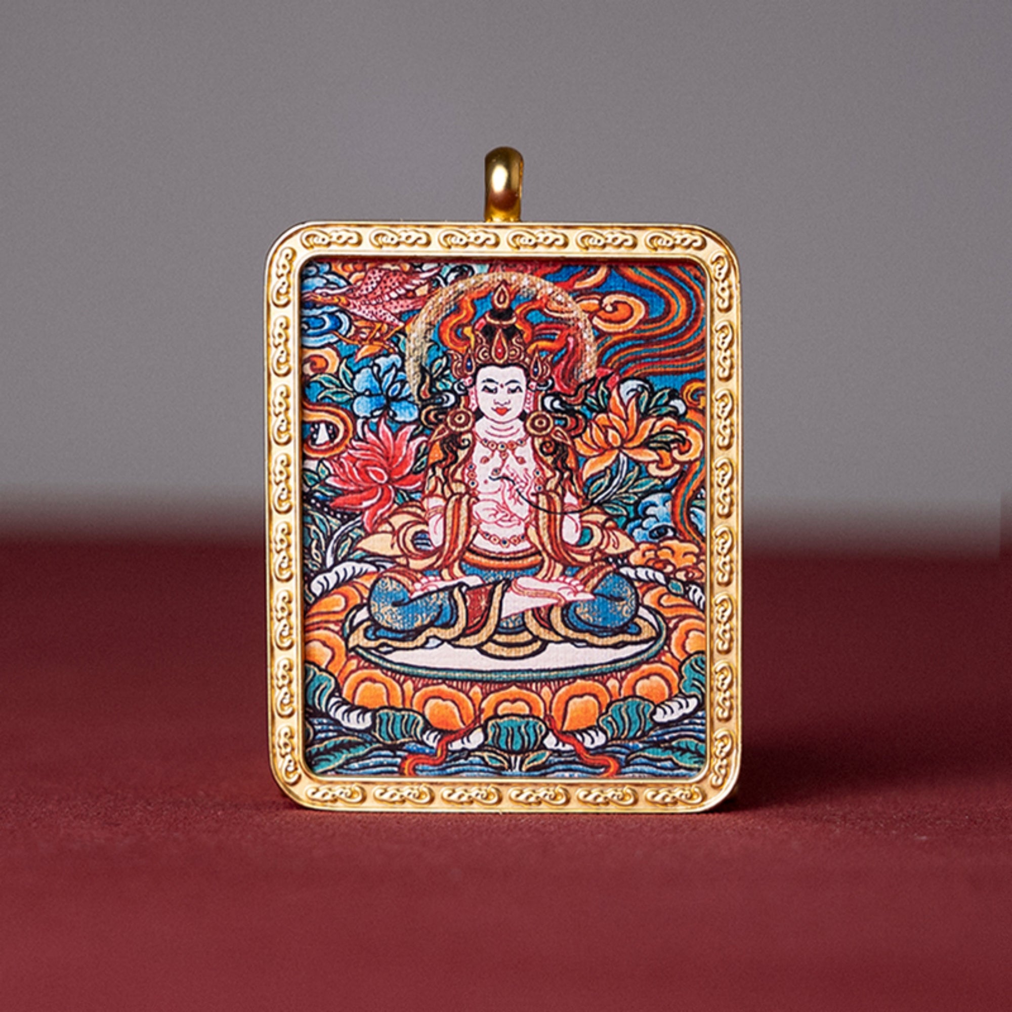 Tibetan Thangka Buddha Pendant Necklace