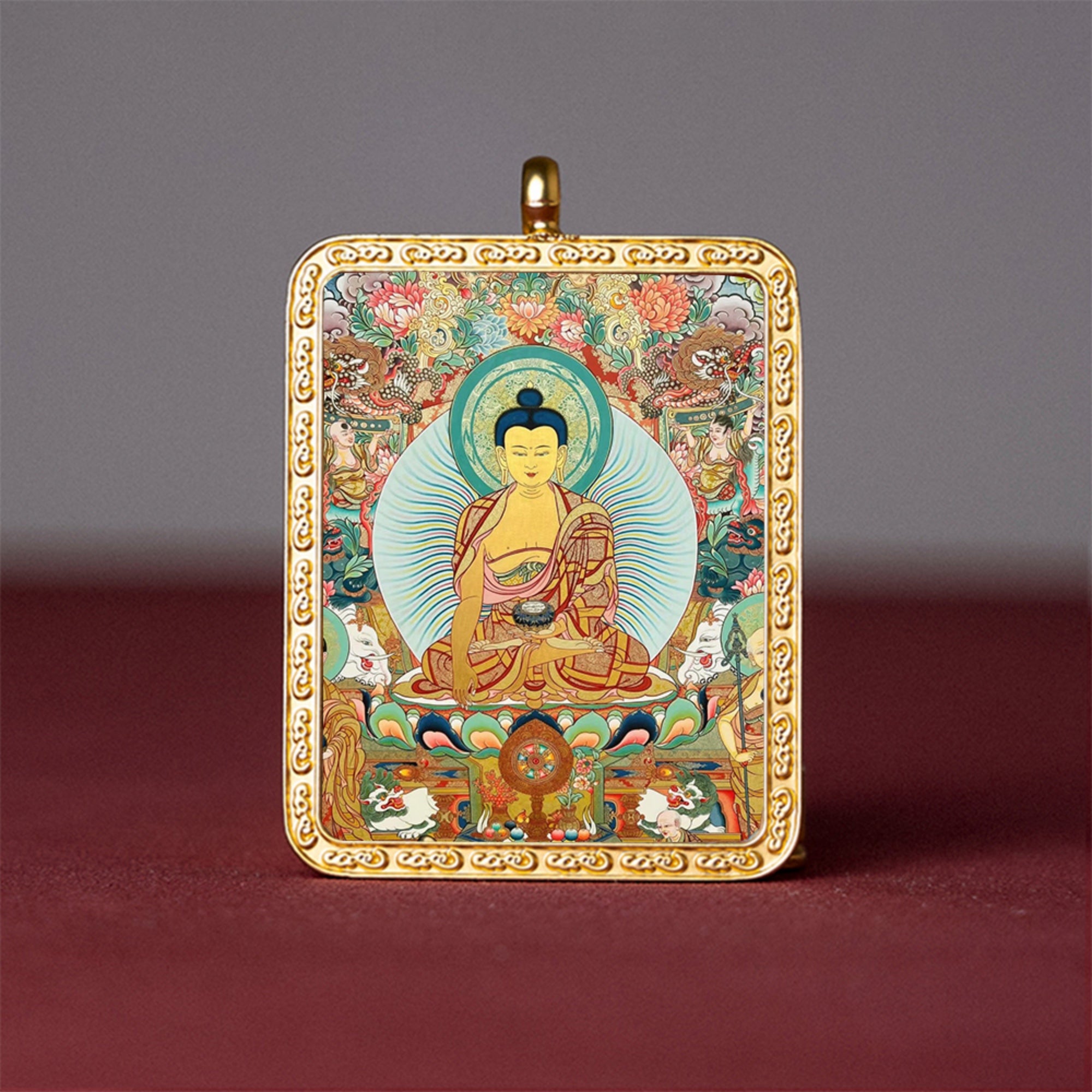 Tibetan Thangka Buddha Pendant Necklace