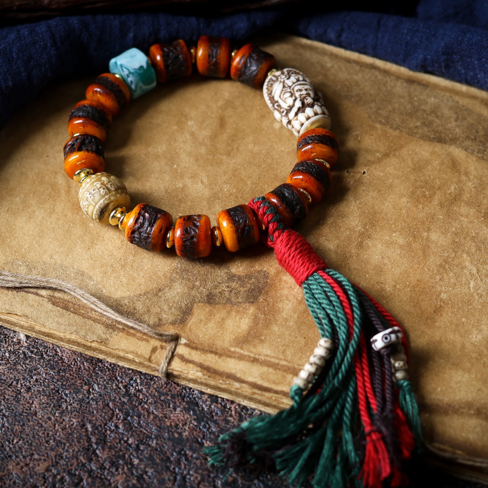 Tibetan Yak Bone Carved Zakiram Bracelet