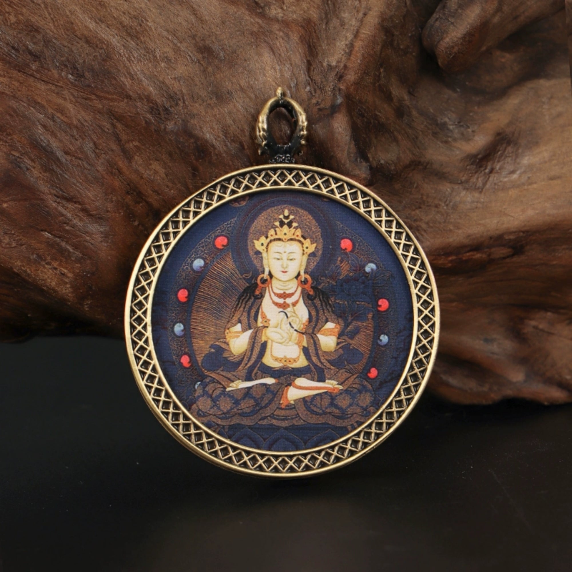 Tibetan Buddhist Circular Thangka Necklace