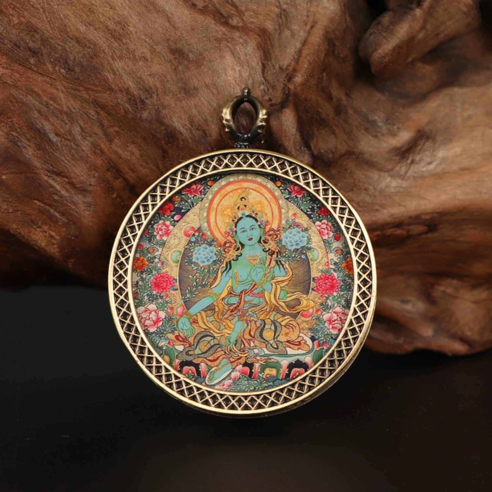 Tibetan Buddhist Circular Thangka Necklace